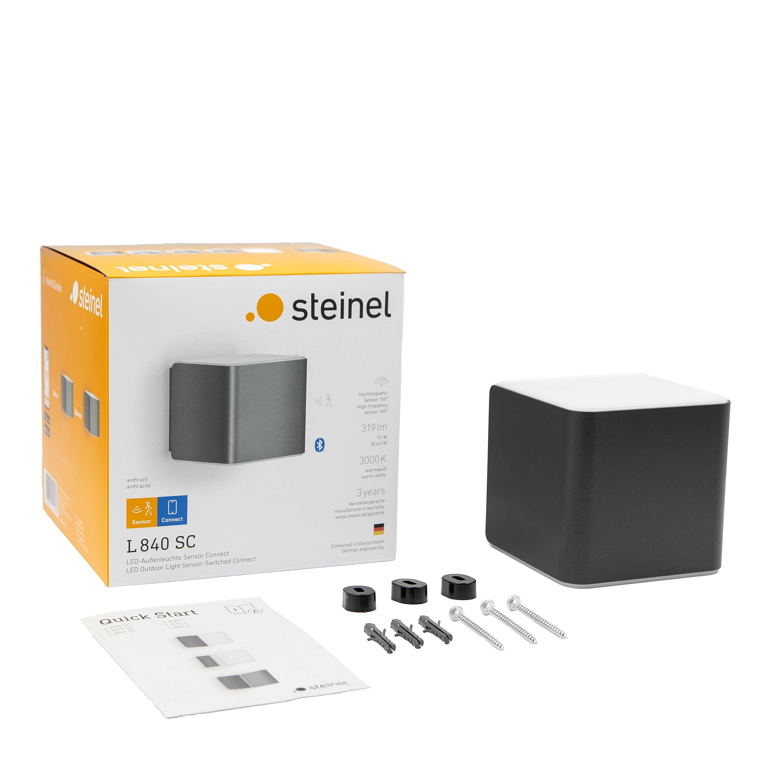 Steinel L 840 SC Connect smarte LED Außenleuchte mit Bewegungsmelder, App Steuerung, 3000 K, Anthrazit