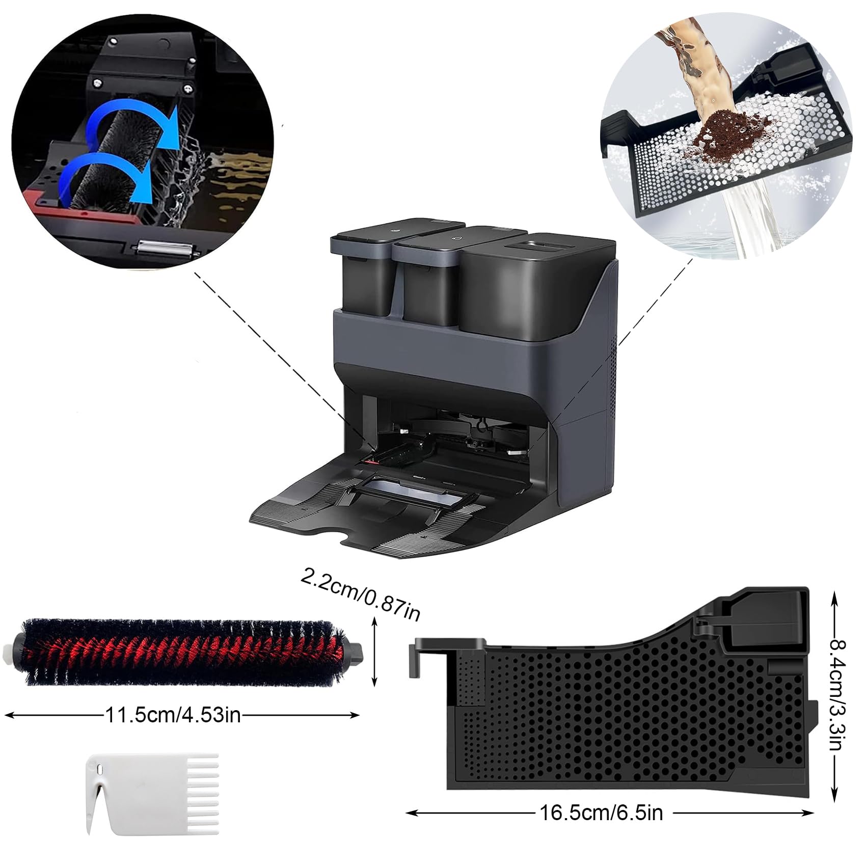 Nicemiya S7 Max Ultra Filtro Acqua & Spazzola di Pulizia Assembly Accessori Compatibile con Roborock S7 Max Ultra, Pezzi di ricambio per aspirapolvere robot aspirapolvere filtro serbatoio