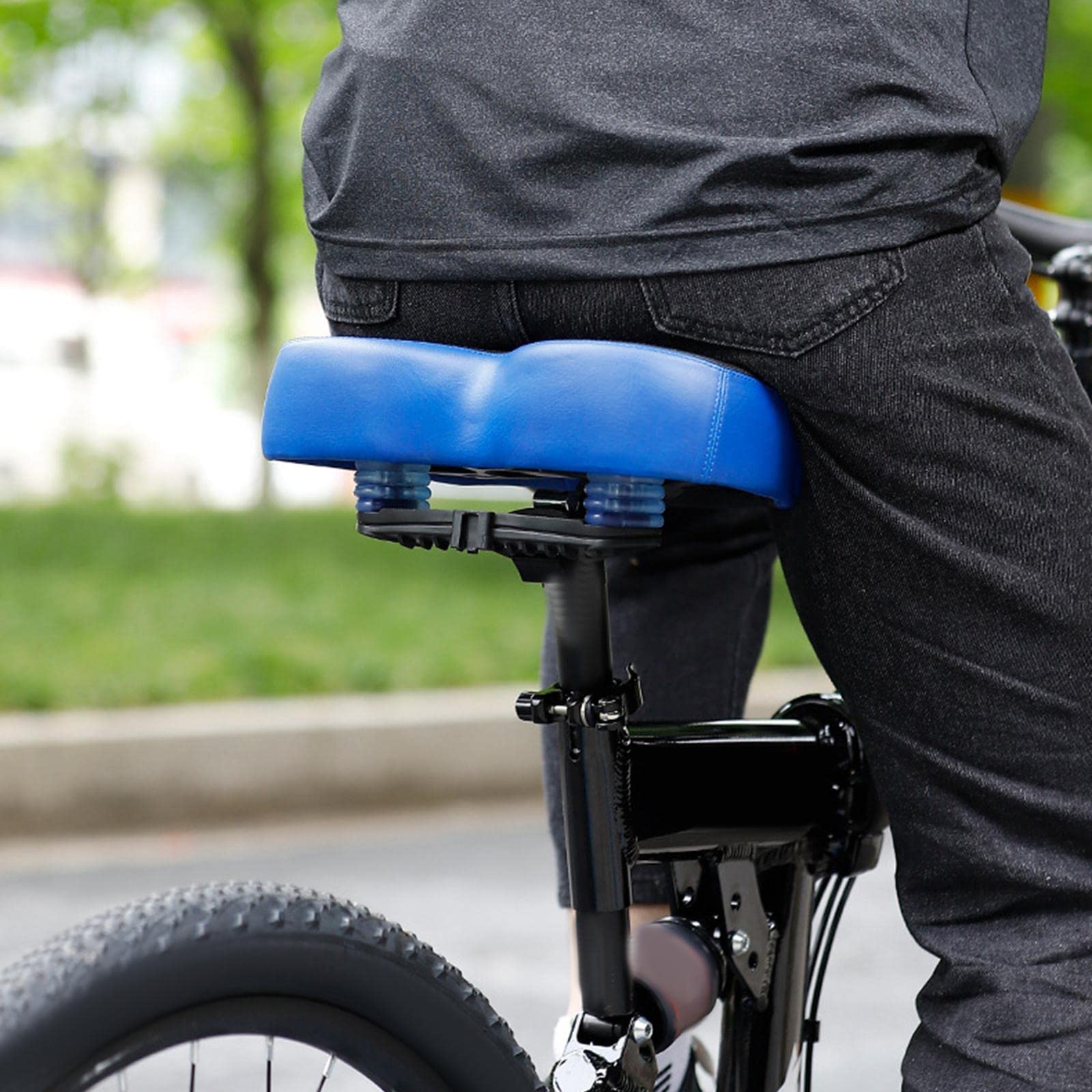 Perfeclan Sellini per Mountain Bike, Sellino Bici Comodo, Sella per Bicicletta Comfort Sedile per Bici da Bicicletta Parti di Ricambio Antiurto per Bicicletta Senza Naso, Nero Blu