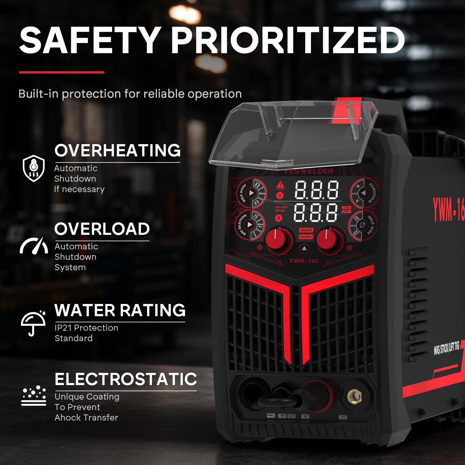 YESWELDER 160A MIG Welder, 110V/220V MIG/Flux Core/Lift TIG/Stick — Amazon image 9