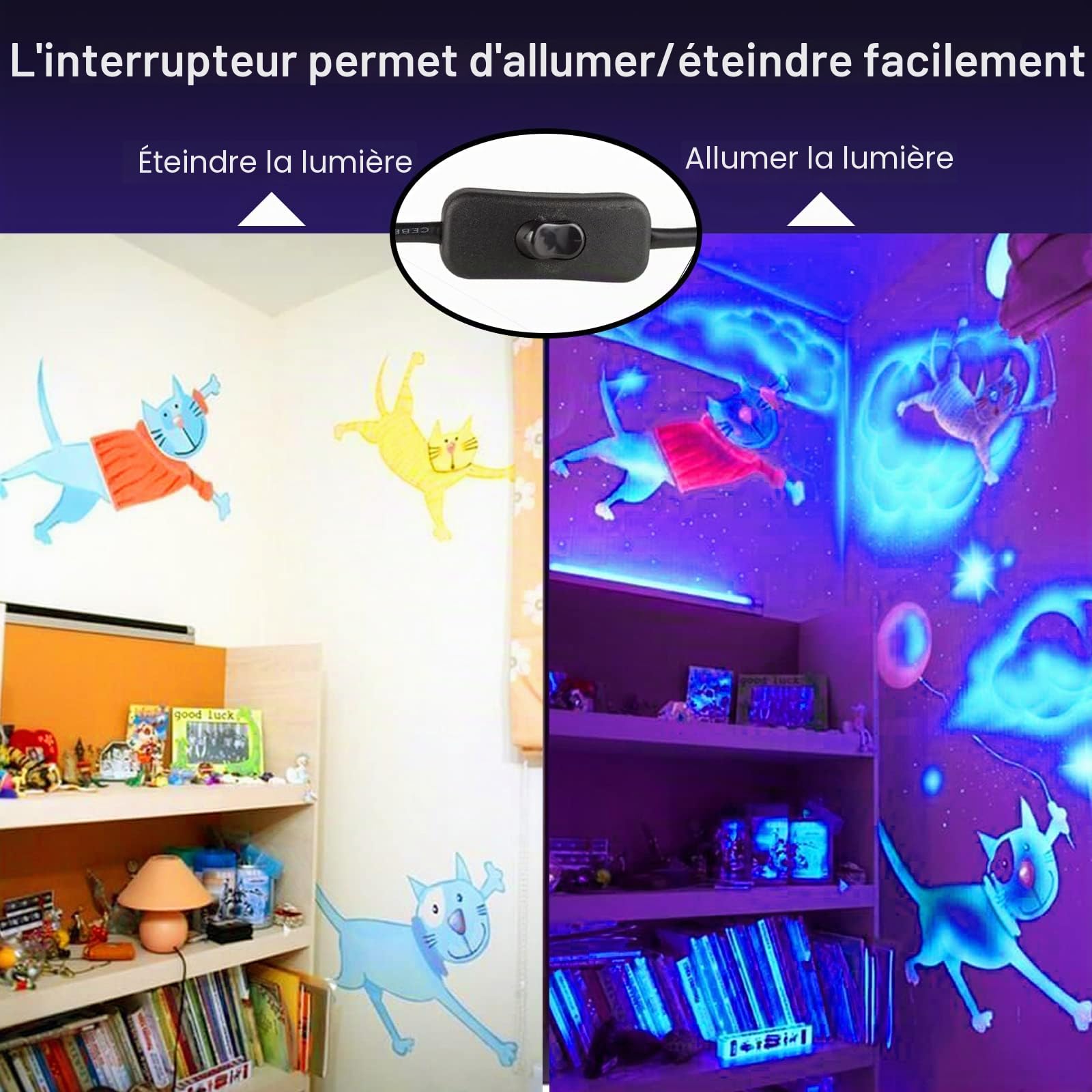 CREATESTAR Lumiere Noire LED 150W Lot de 2, Projecteur Lumière UV Extérieur, 395-400nm, Lumière Violette de Fête IP65 étanche pour Bar, Halloween, Soirée, Aquarium, Néon, Effets Fluorescents