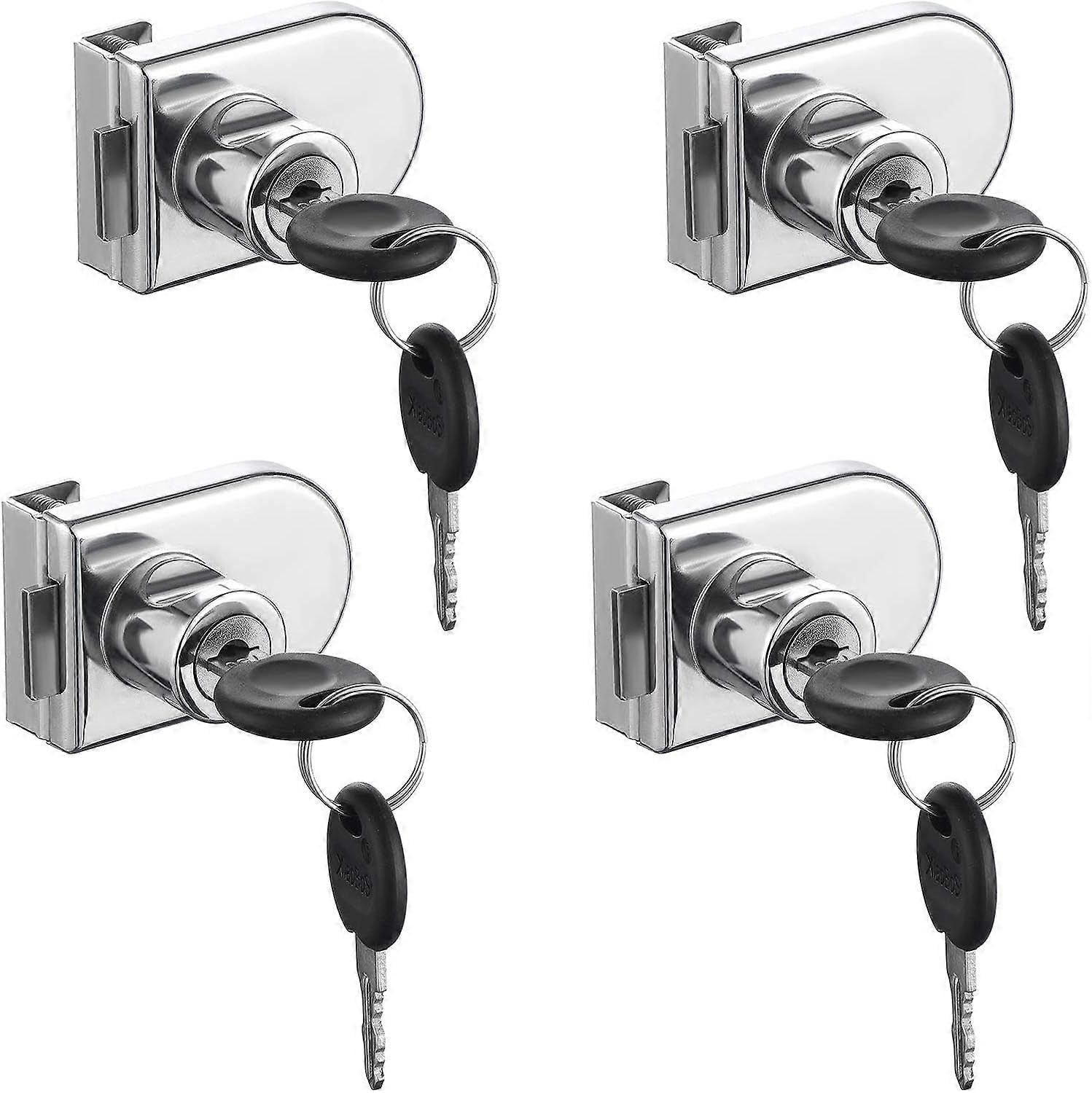 Joyhappst Image Color Glass Door Lock, 4Pcs Cam Locks, Glass Door Cabinet Showcase Security Lock For 5-8Mm Glass Door No Drilling
