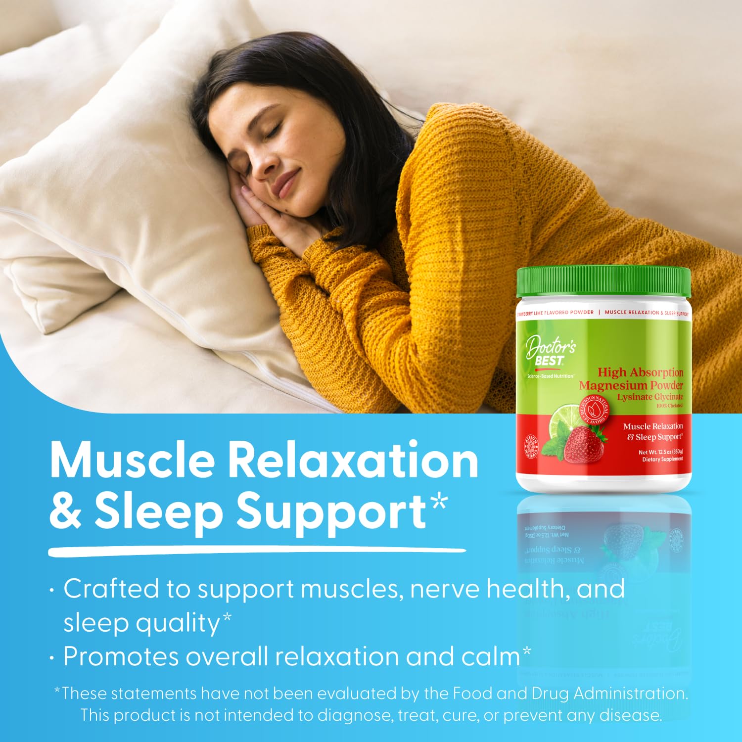 Doctor's Best Magnesium Glycinate Powder, Strawberry Lime Flavor, 12.5 oz — Amazon image 3