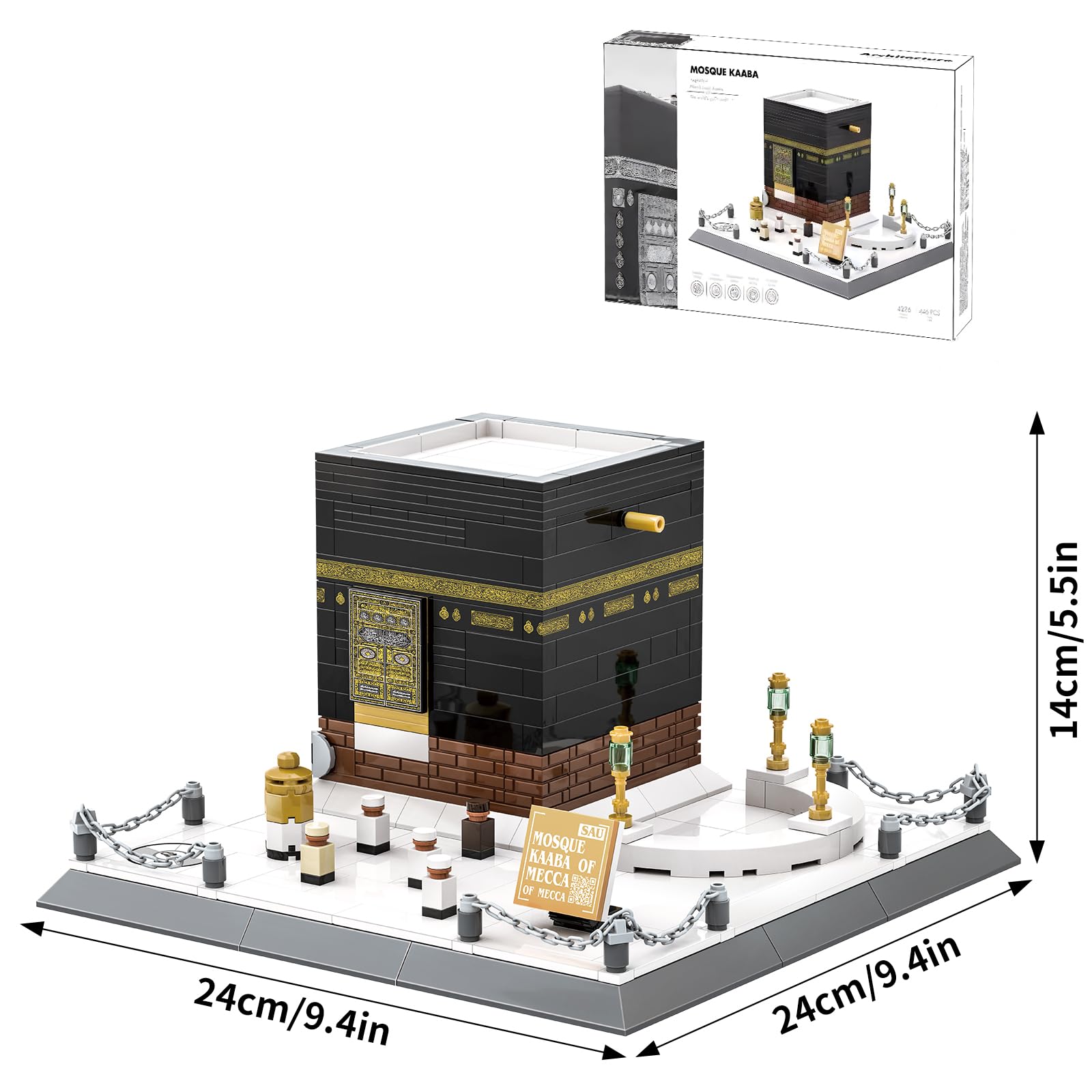 CAXIMSY Ensemble de Blocs de Construction Architecturale Islamique Mosquée Kaaba Modèle de Brique Jouet pour Adultes - Kit Hajj - Cadeaux de l'Aïd - 446 Pièces