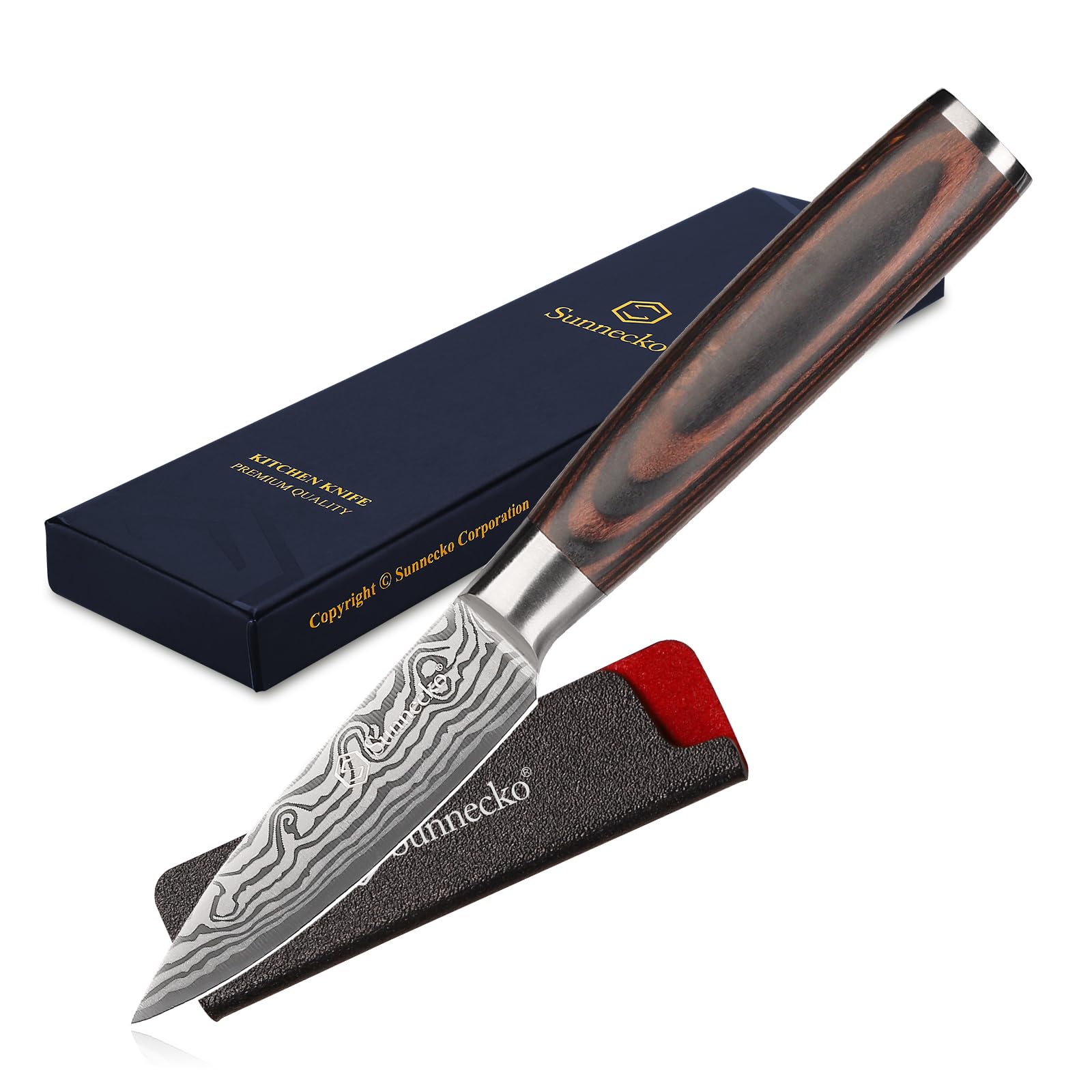 Fruit Knife 3.5 Inch, Sharp Paring Knife with High Carbon Stainless Steel Blade, Forged Bolster Small Kitchen Knives Pakkawood Handle