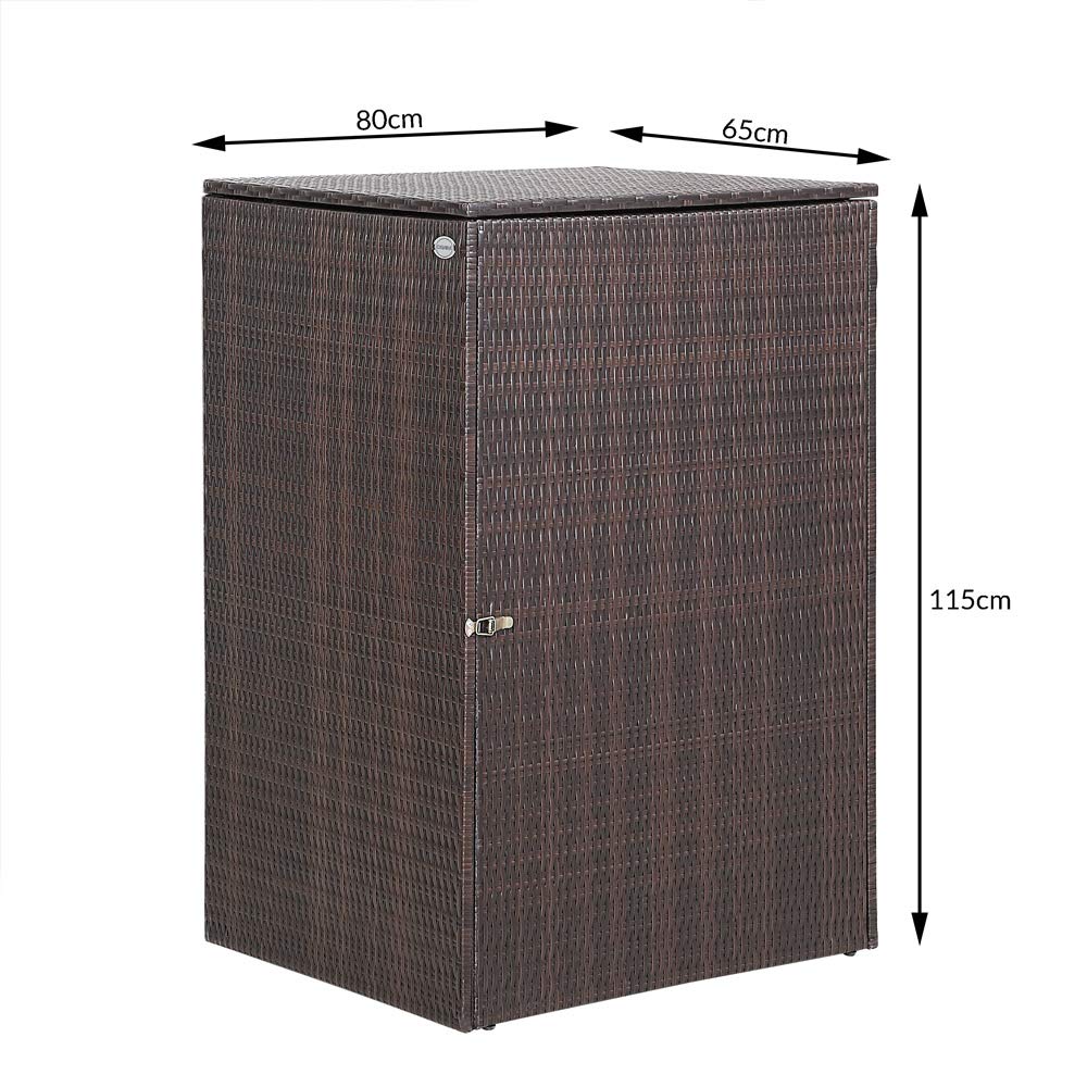CASARIA® Cache Poubelle extérieur Couvercle + Fermeture 240L abri Poubelle 115x80x65cm polyrotin Range Poubelle Cache conteneur déchets