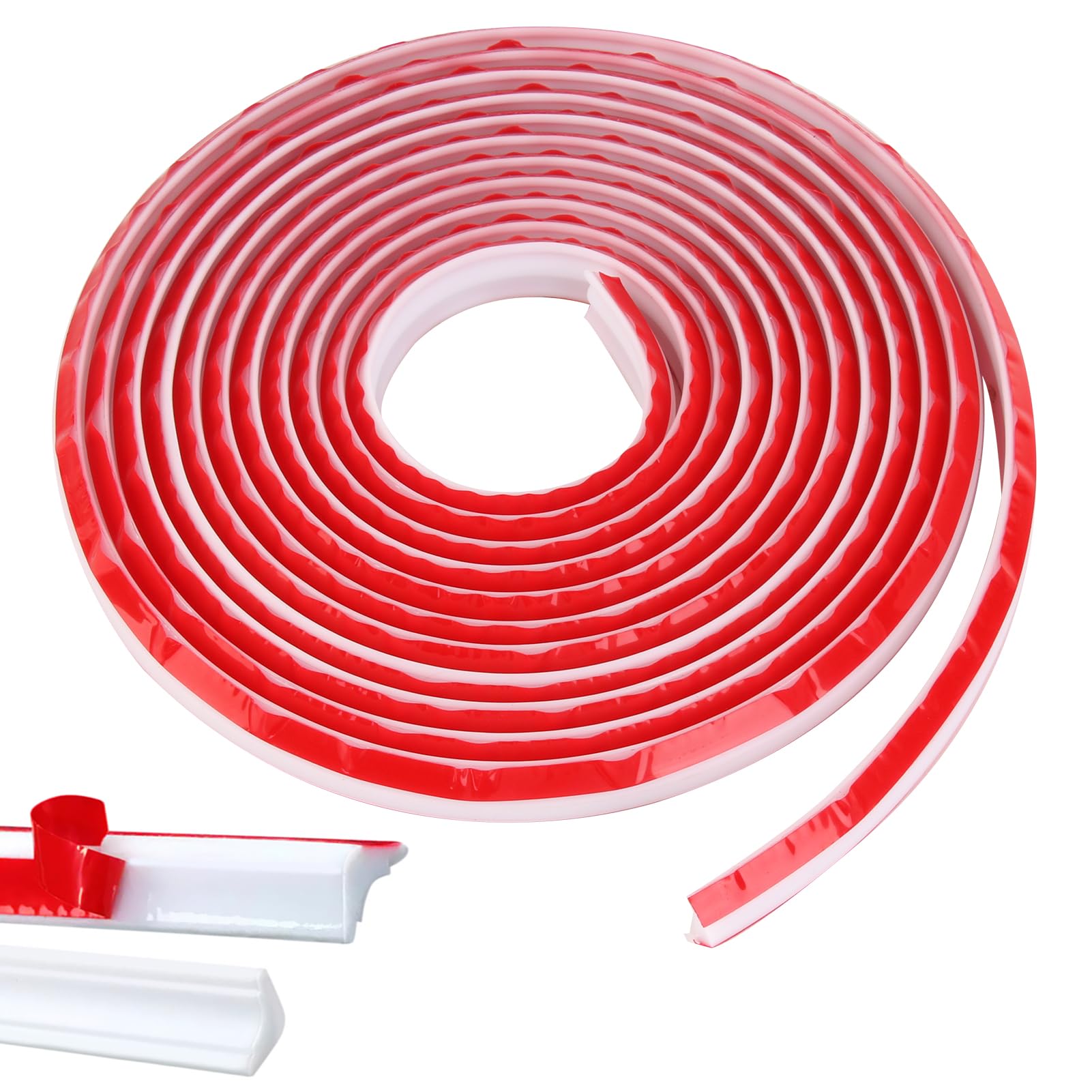 5M PVC Quadrant Trim White Flexible Self Adhesive Floor Tile Beading Strip Sticky Skirting Board Edging Moulding Wall Corner Trim Edge Ceiling Laminate Caulk Decor for Bathroom Flooring, 19 * 13mm