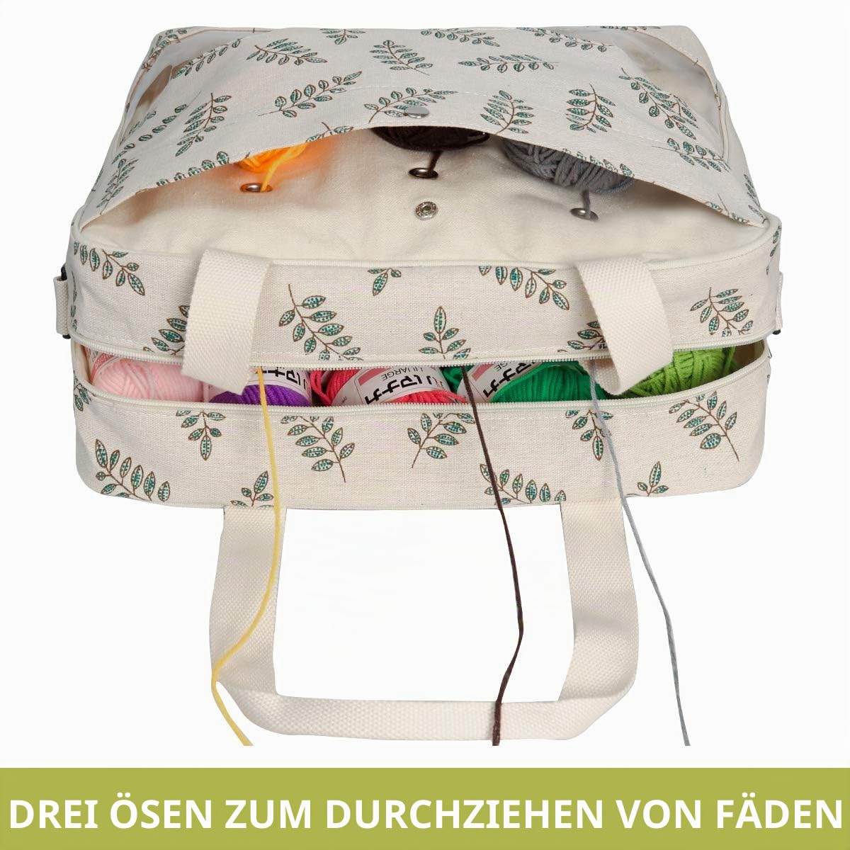 Becko Garntasche, Häkeltasche, Stricktasche, Garn-Tragetasche, Organizer für Projekte, Garnbälle, Häkelnadeln, Stricknadeln, Maschenhalter und anderes Zubehör, beige, Individuell