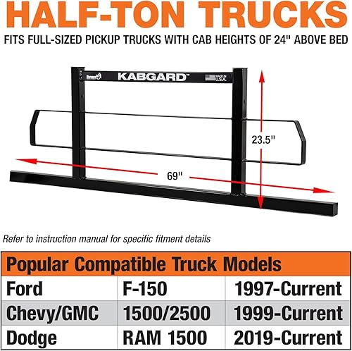 Miniatura 6 de Buyers Products 851255 - Estante de acero resistente Kabgard  de 69 pulgadas para camioneta, color negro, popular entre los camiones Ford, Chevy y