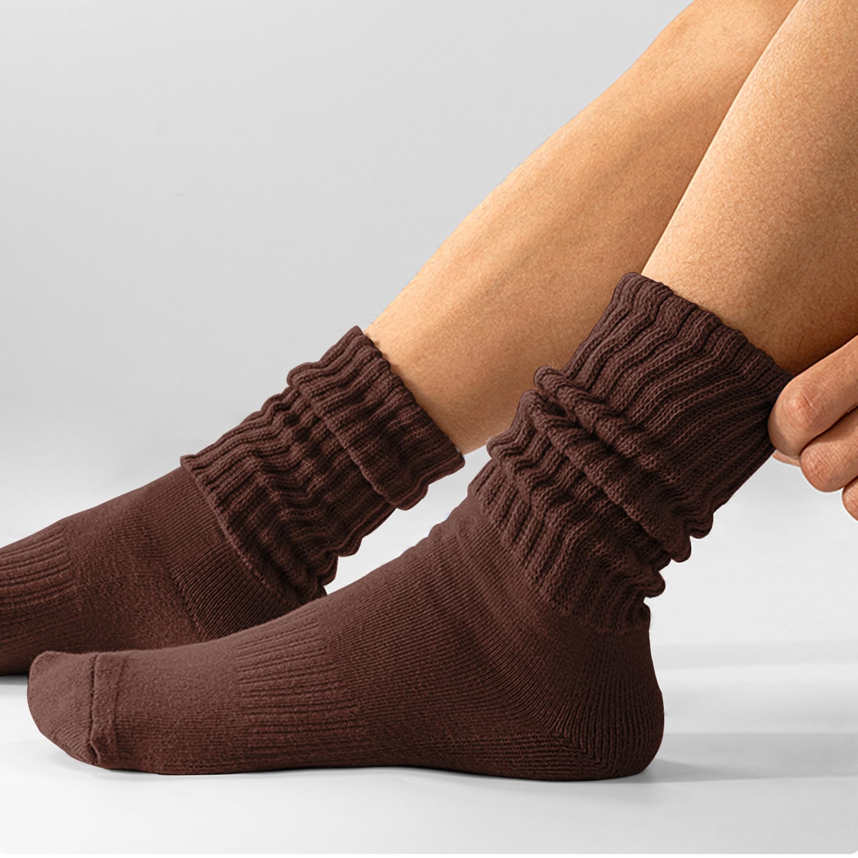 AugRing Lot de 3 paires de chaussettes mi-mollet rétro en coton uni pour femme - Taille 38-45