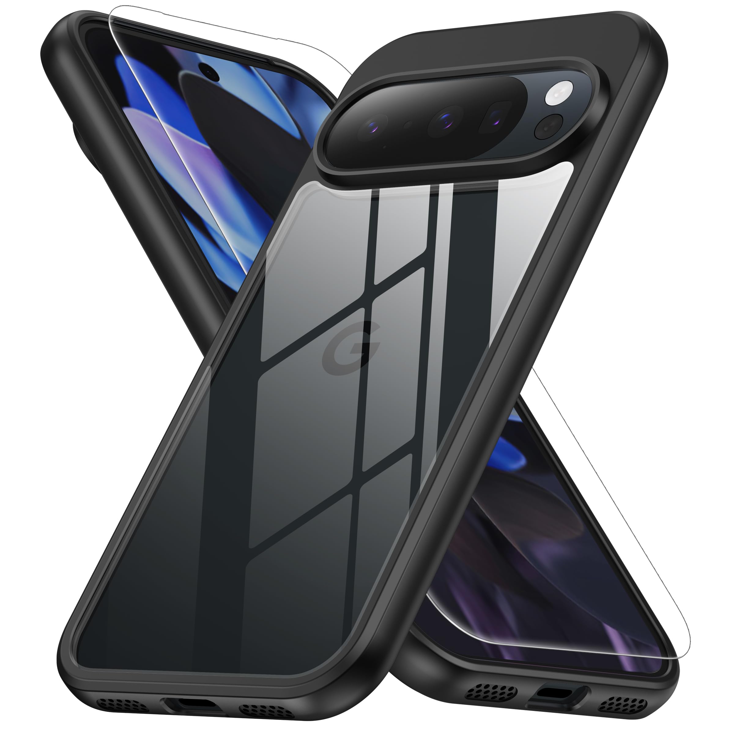 Google Pixel 9a 黒 ケース付き カメラガラス　保護ガラス付き Amazon.co.jp: AXAG Google Pixel 9a ケース 耐衝撃 ガラスフイルム