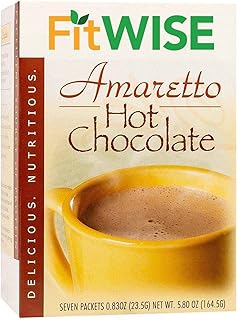 FITWISE - High Protein Hot Cocoa - Instant Low Carb, Low Calorie Hot Chocolate Mix with 15g Protein, 7 Servings Per Pack (Amaretto)