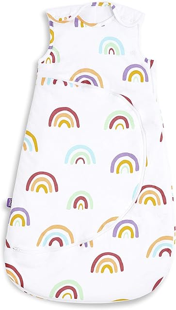 SnuzPouch Baby Sleeping Bag, 2.5 Tog Rainbow Design Soft 100% Cotton with Zip for Easy Nappy Changing 0-6M