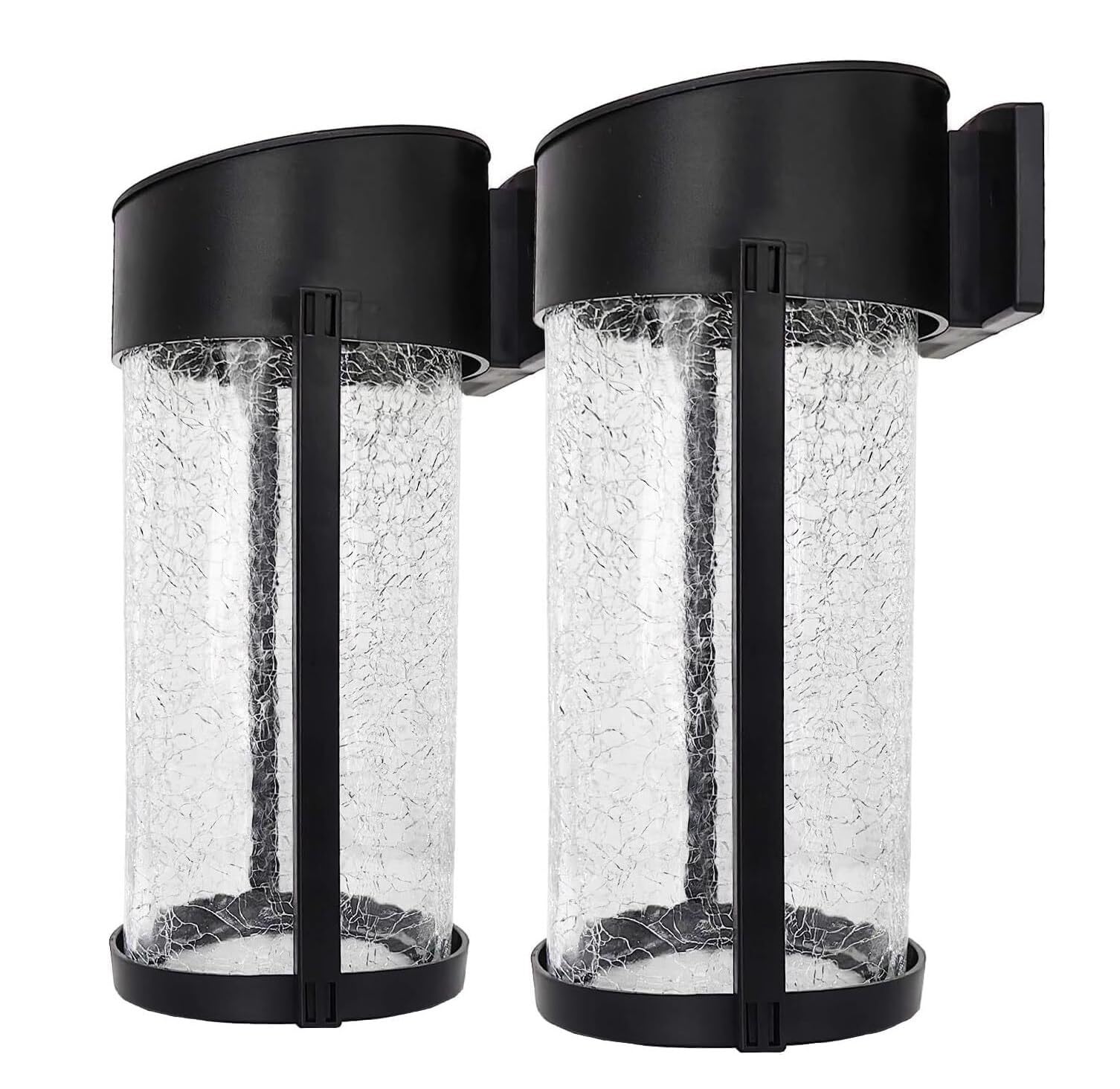 CVdrtyED Outdoor Wall Lights 2 Pack Crackled Glass Solar Outdoor Wall Lights Fence Light Garden Waterproof LED Sconce for Patio Gate Yard Durable Porch