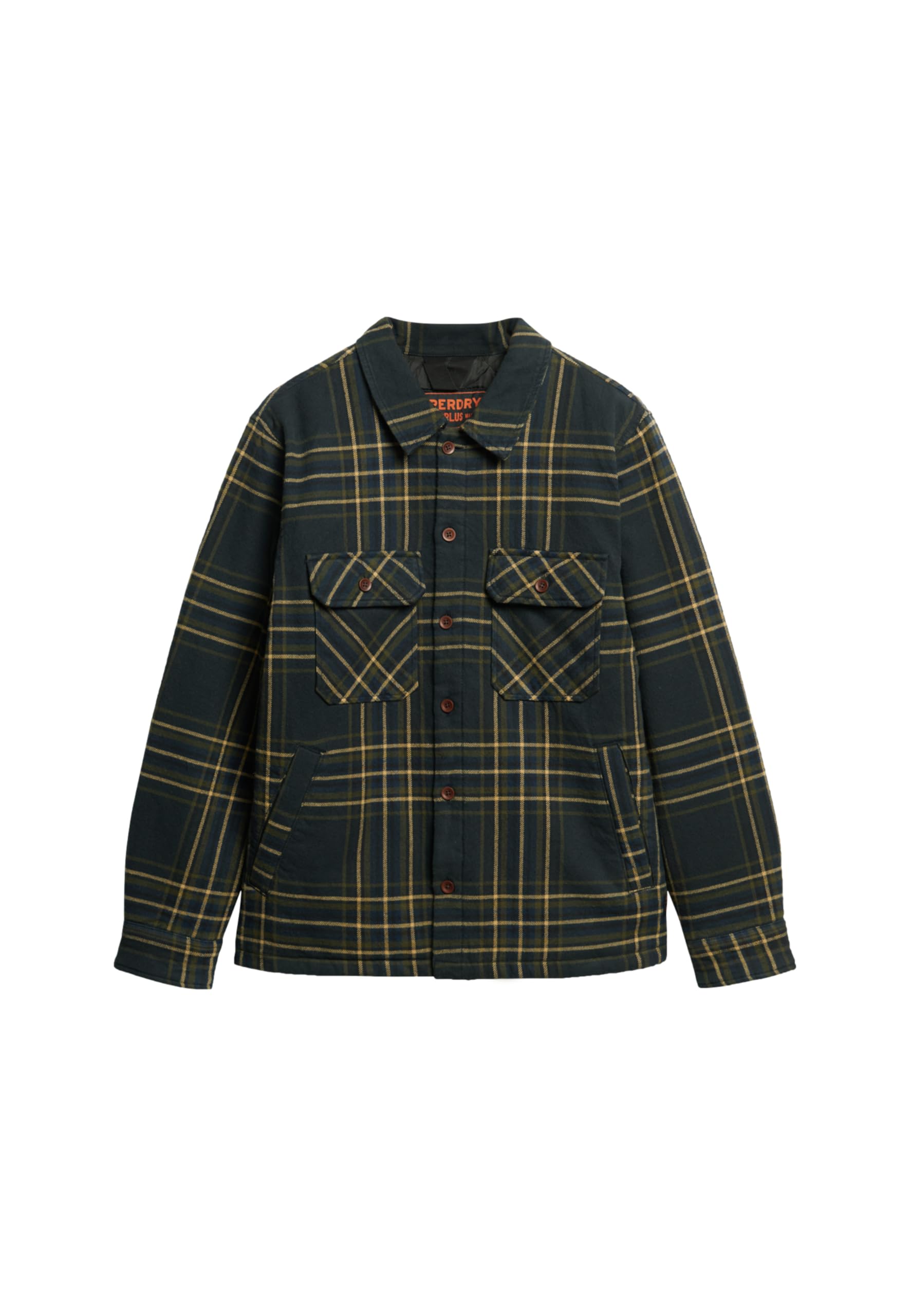 Superdry Men's Navy Check Surplus Check Quilt Overshirt L