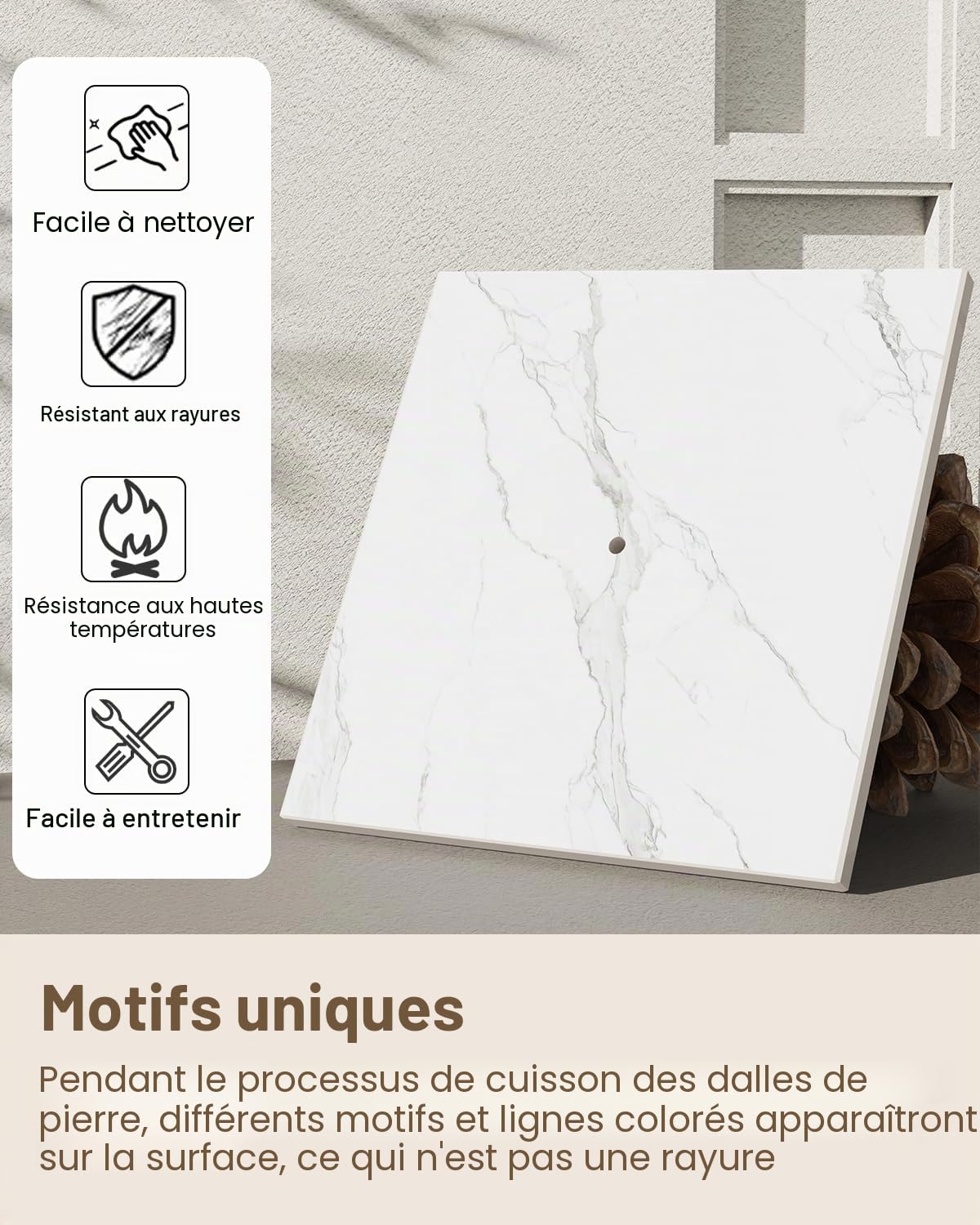 Porte Manteau, Moderne Portant à Vêtements, 30x30x176 cm, Blanc | Portant à Vêtements à Double Colonne, Portemanteau sur Pieds avec Dalles de Roche Lourdes, pour Entrée, Couloir