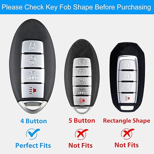 Miniatura 8 de OLLEN Funda para llavero de TPU de 5 botones con anillo sin tornillos, apta para Nissan Altima Sentra Maxima Murano Rogue Armada Pathfinder, funda