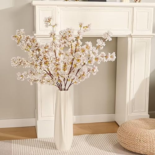 Miniatura 2 de Sunm boutique Ramas de flor de cerezo de seda tallos de árbol de cerezo artificial arreglos de florero de cerezo sintético para decoración del hogar