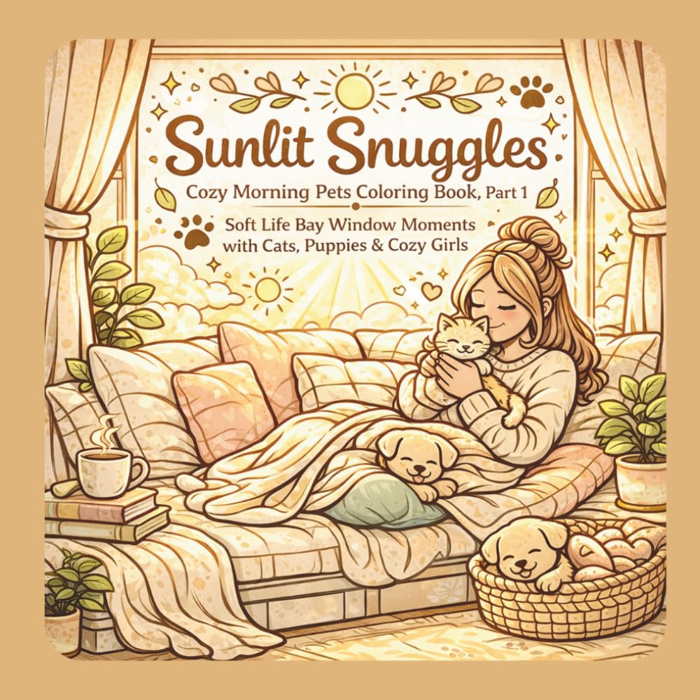 Sunlit Snuggles: Cozy Morning Pets Coloring Book, Part 1 (Soft Life & Cozy Vibes Coloring Series)