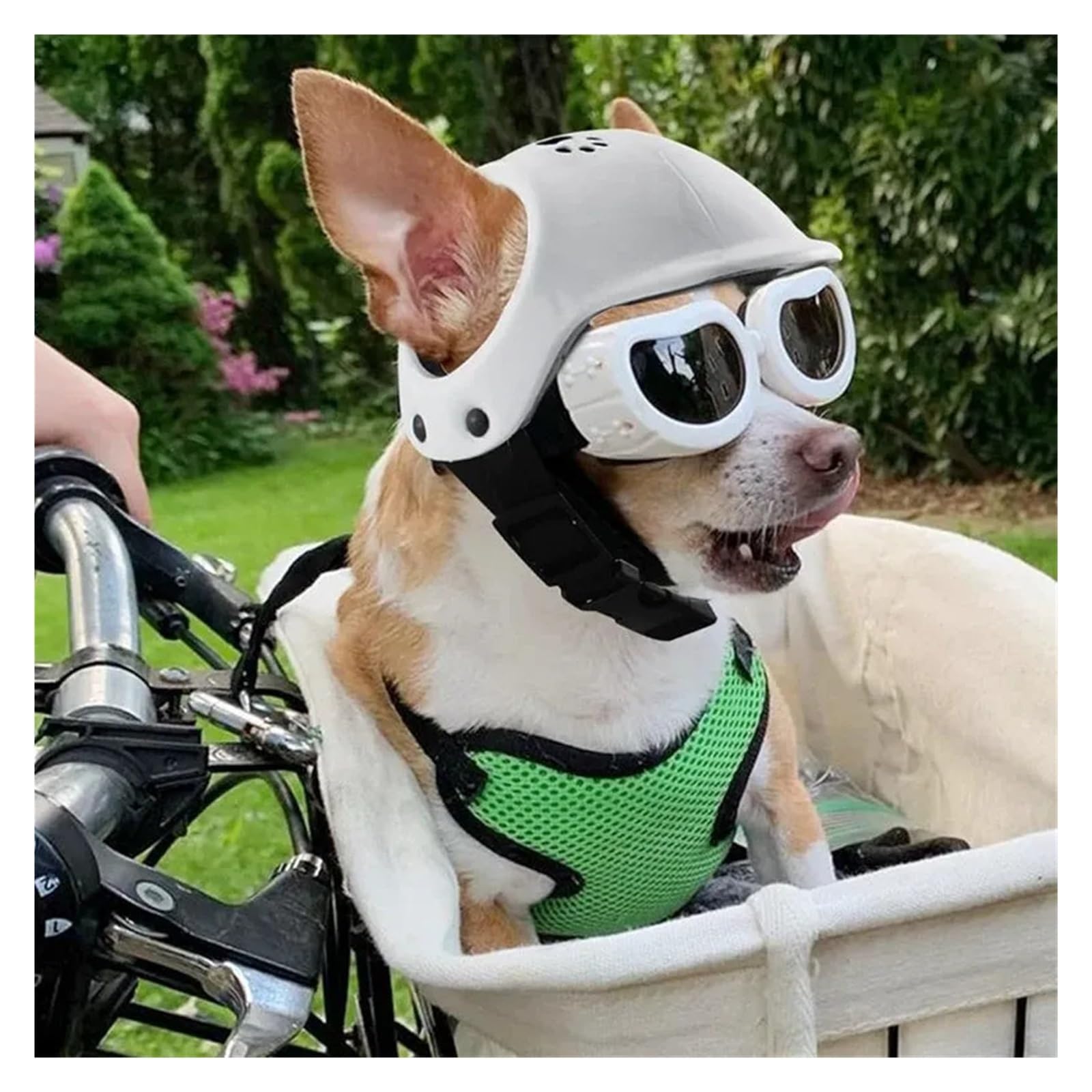 Kask ochronny dla psów i kotów z okularami przeciwsłonecznymi UV - regulowany sprzęt ochronny dla zwierząt domowych do podróży, jazdy na rowerze, wędrówek i przygód na świeżym powietrzu (różowy, L)