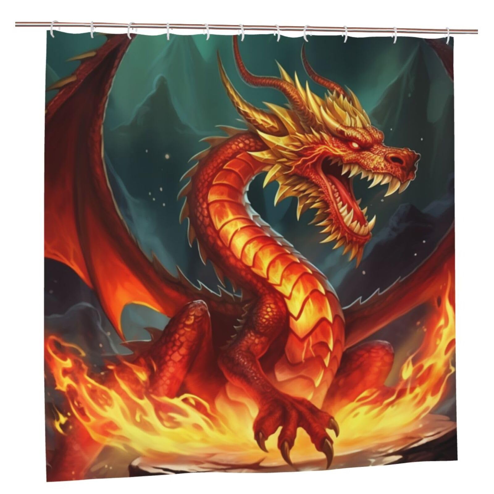 Rideau de douche roi dragon 183x183 cm imperméable et résistant avec ses 12 crochets