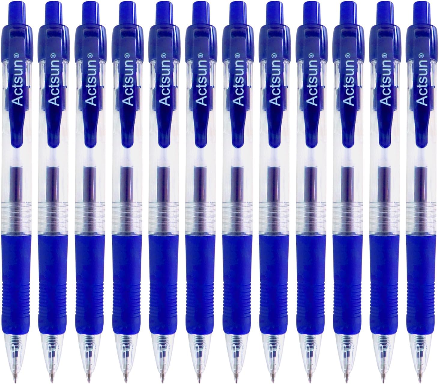 Actsun Blue Gel Ink Pens, 12 Pcs, Fine Point, Smooth Writing, Retractable, 0.7 Mm, Gift for Women & Men, Journaling, School & Office Supplies, Desk Accessories