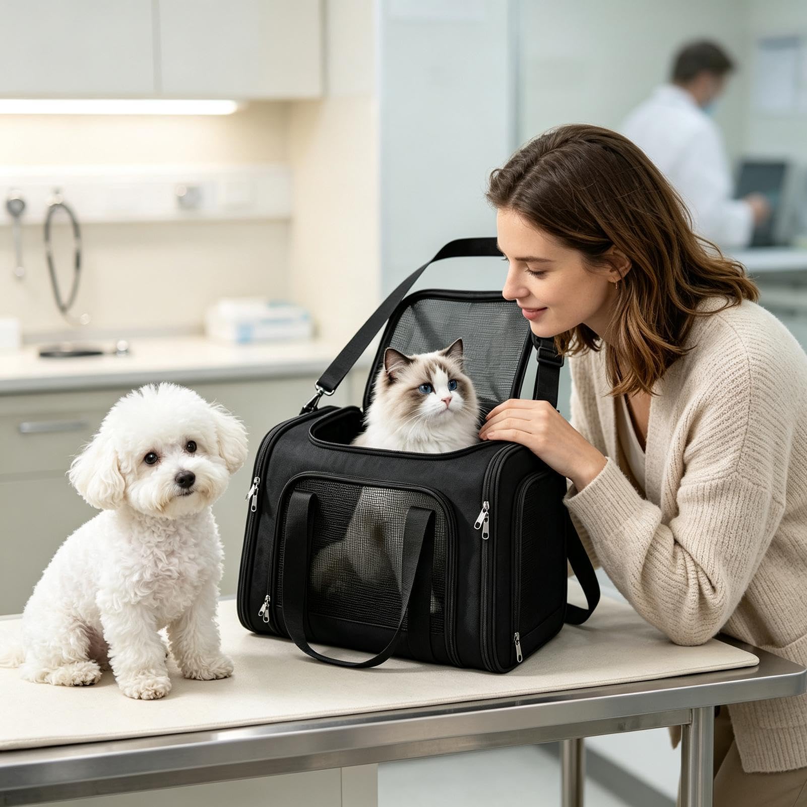 Trasportino morbido per gatti, borsa esterna per animali domestici, con | Trasporto portatile per cani, passeggiate, viaggi su strada, campeggio, escursioni e spostamenti quotidiani