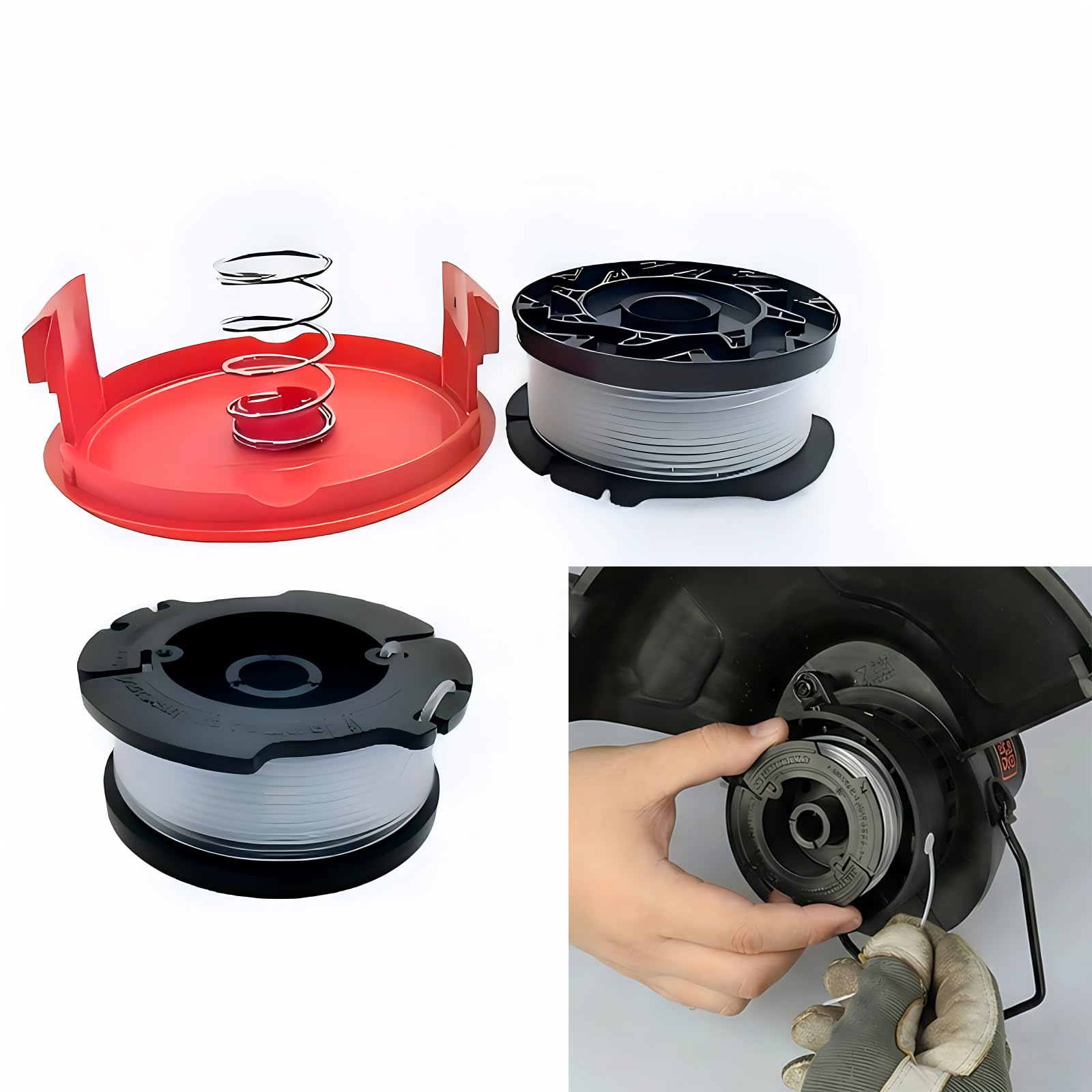 Strimmer Spool for Black and Decker,Trimmer 2 Autofeed Spools Line and RC-100-P Cover 1.6mm Double Autofeed Spools Replacement,GL430, GL545, GL550, GLC2000, GL560, GL570-2 Pack