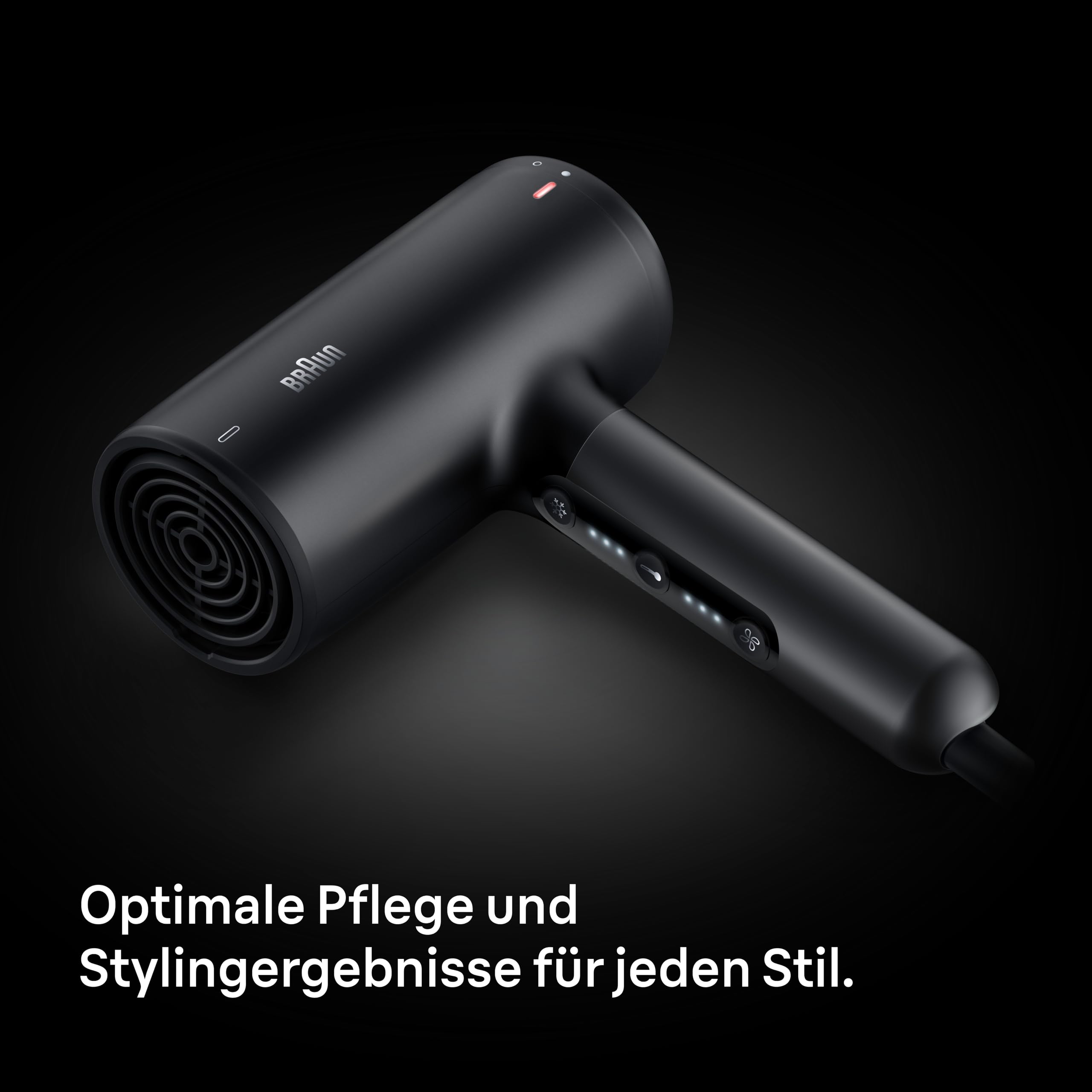 Braun Haartrockner HD4.2 – Leichter Hochleistungs-Föhn mit Diffusor und Stylingdüse für alle Haartypen, Super IONTEC Technologie, 2100W, 3 Temperaturen und 3 Geschwindigkeiten, Schwarz-Grau, BRHD425E