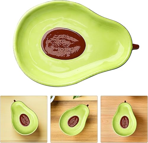 Miniatura 8 de Garneck Plato de cerámica con forma de aguacate en forma de plato de salsa de cerámica cuencos de inmersión para frutas, ensaladas, aperitivos de