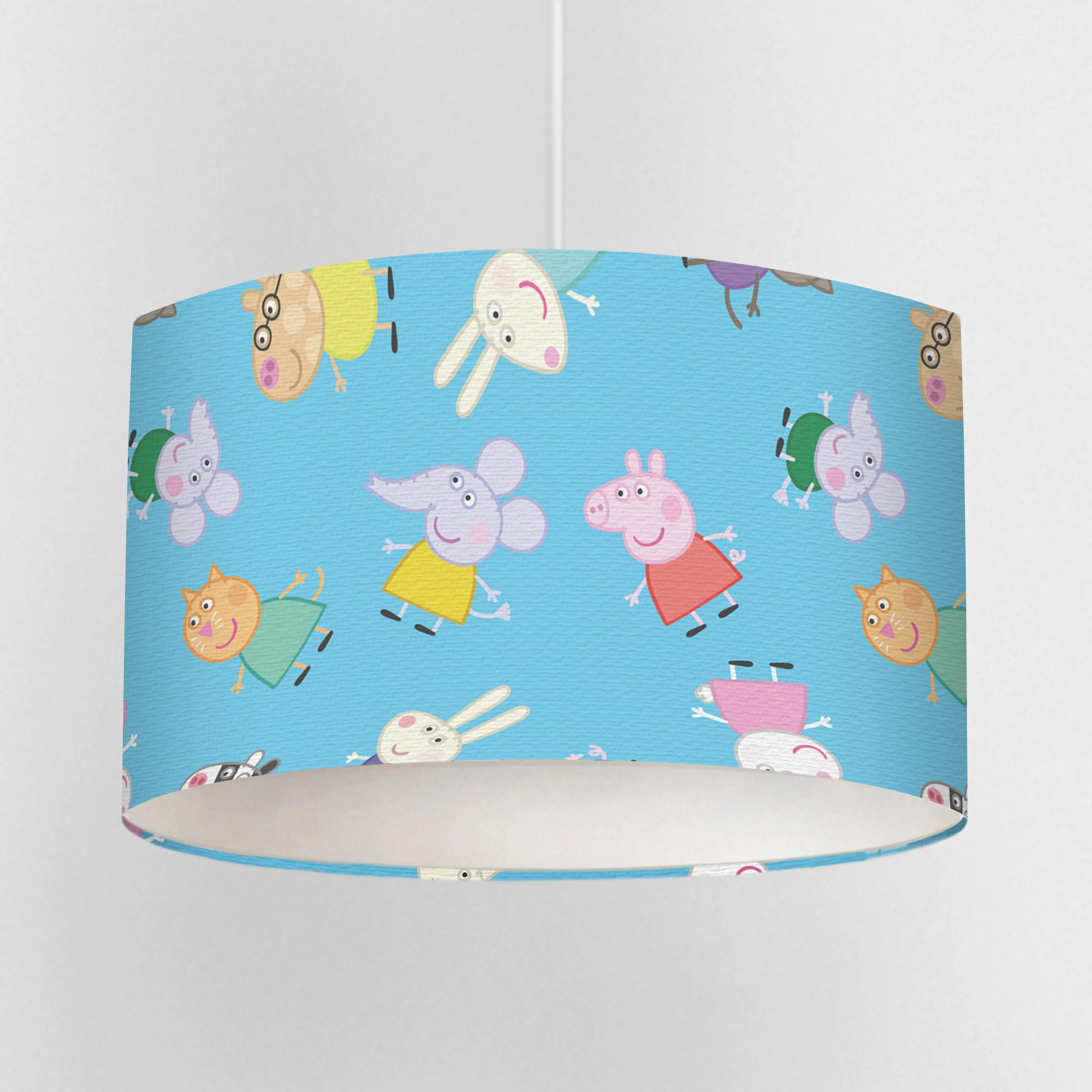 Peppa Pig & Friends Lampshade – Kids Ceiling Light Shade or Table Lamp Shade – Blue Character Design – 20cm 30cm 40cm Drum – Official Licensed Children’s Lighting