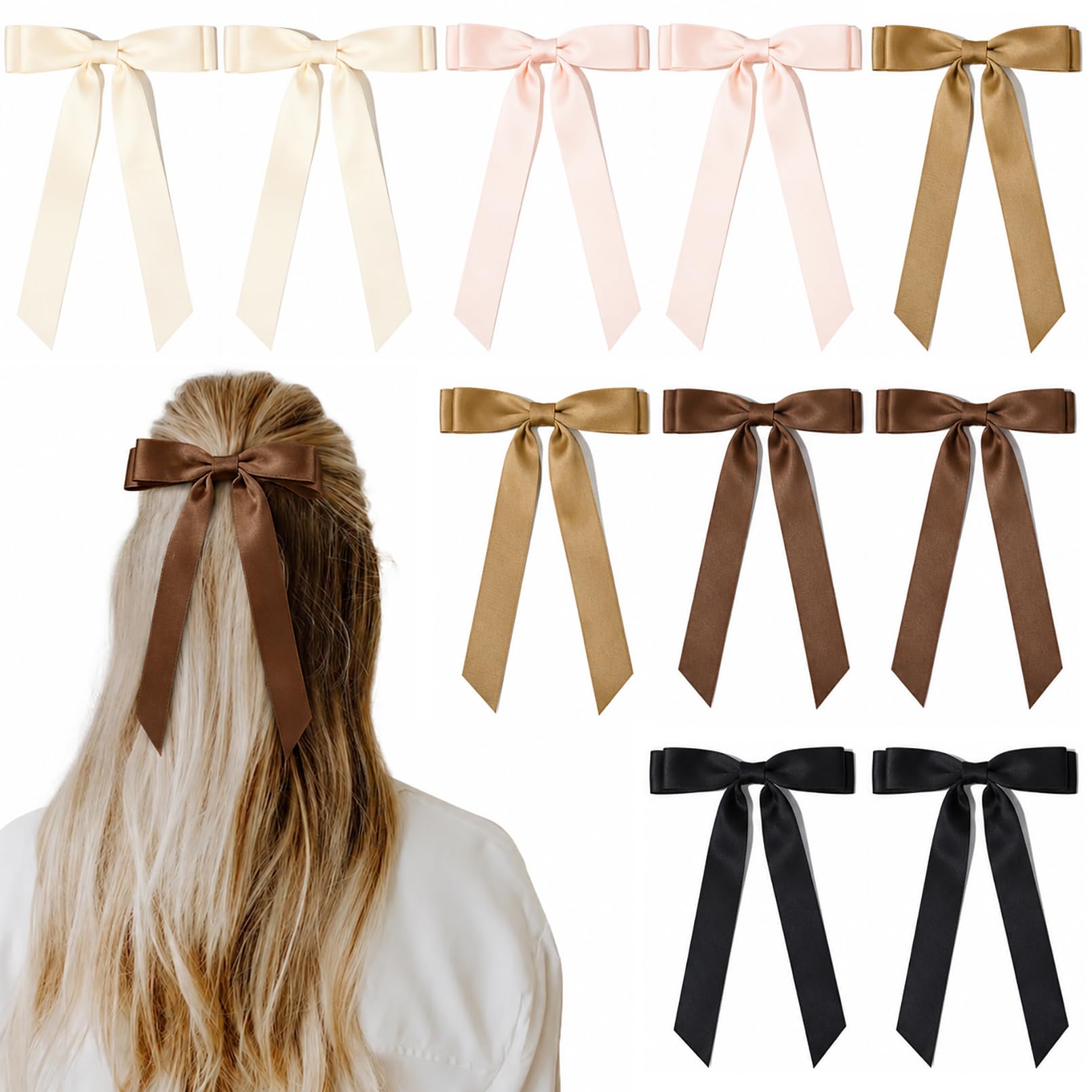 Silky Satin Hair Bows - Cute Hair Clips for Girls & Women -11