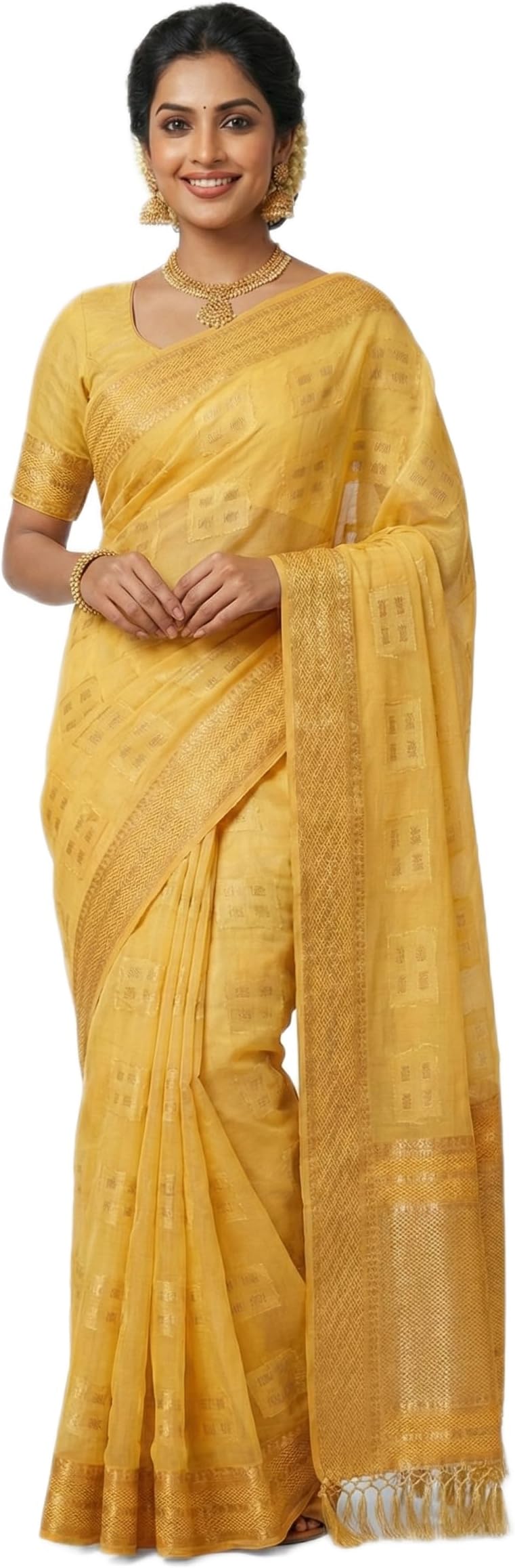 Embroidered Bollywood Georgette Saree (Yellow)