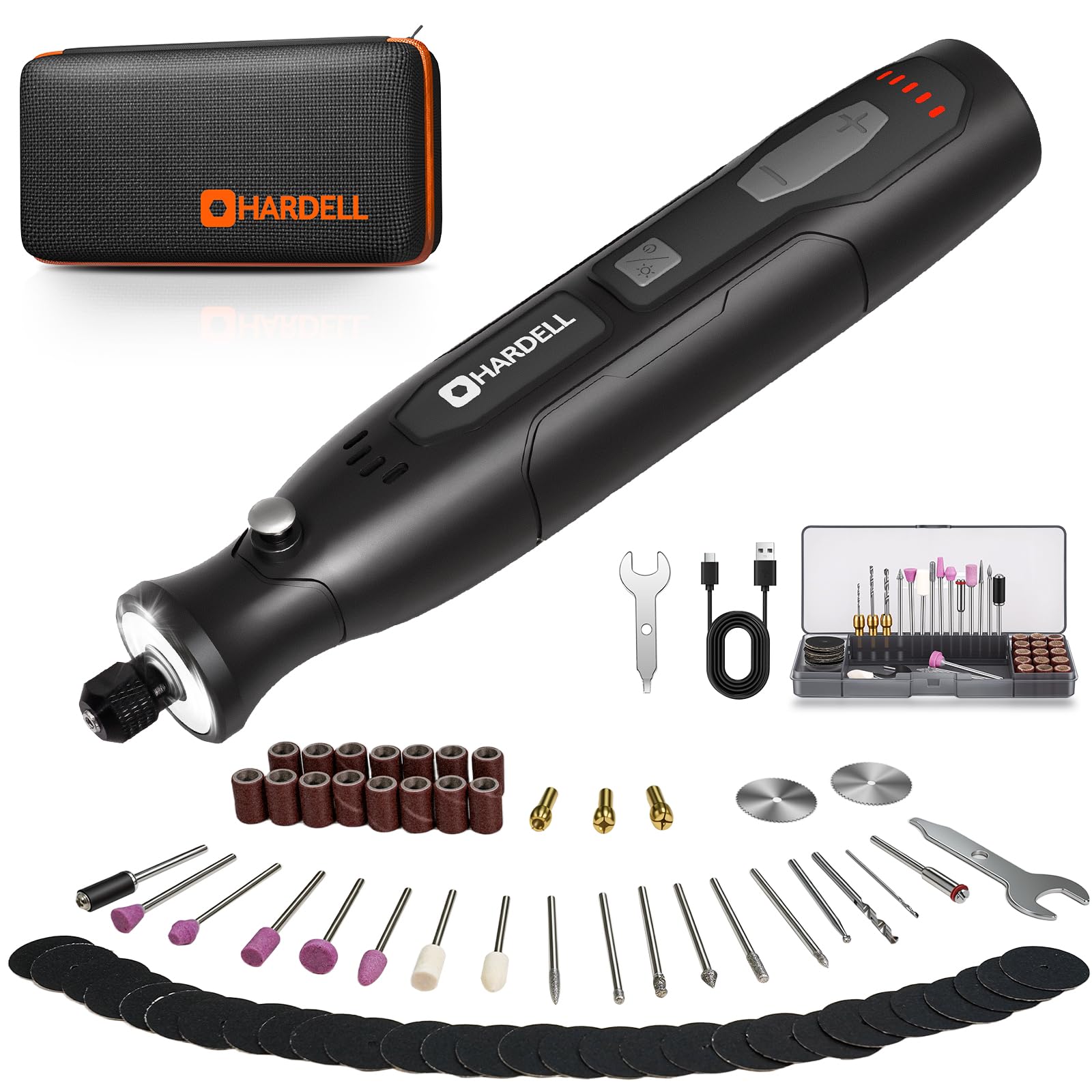 Kit d'outils rotatifs sans fil 4 V 5 vitesses Mini outil de gravure avec lumière LED