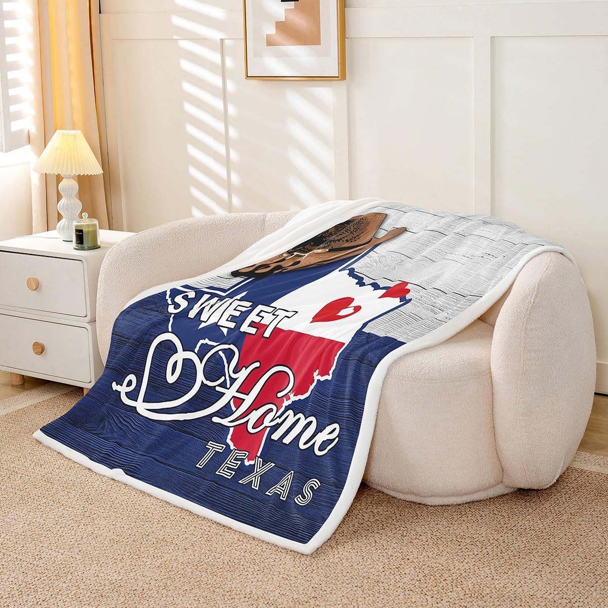 Feelyou Texas Star Plush Blanket for Bed Sofa Couch American Flag Sherpa Blanket Boys Girls Cowboy Plush Blanket for Bed Sofa Couch Patriotism Fuzzy Blanket Queen 90"x90"