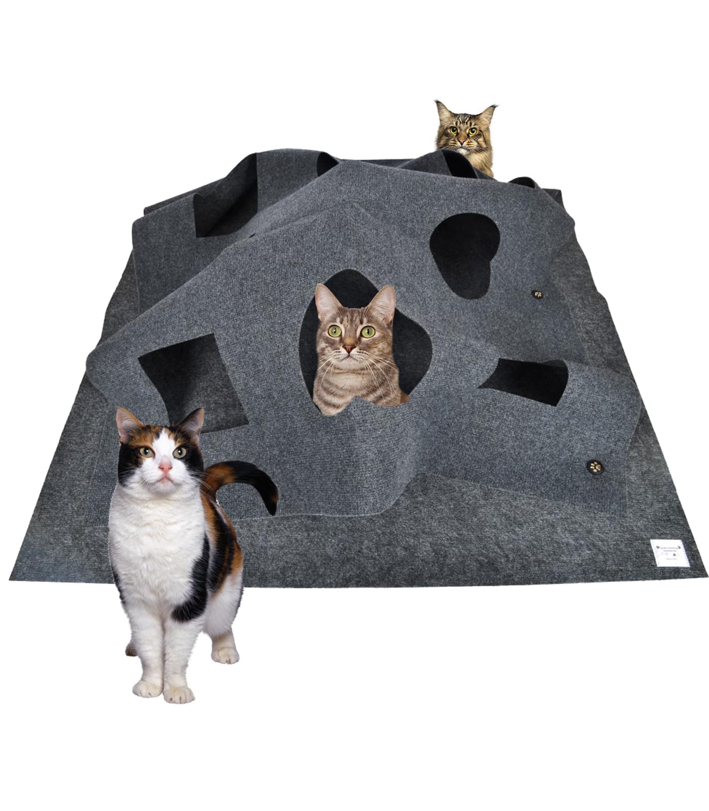 Cat Play Mat,Collapsible Cat Activity Pad,Fun Interactive Pet Rug Training Scratching Grooming Bed (M)