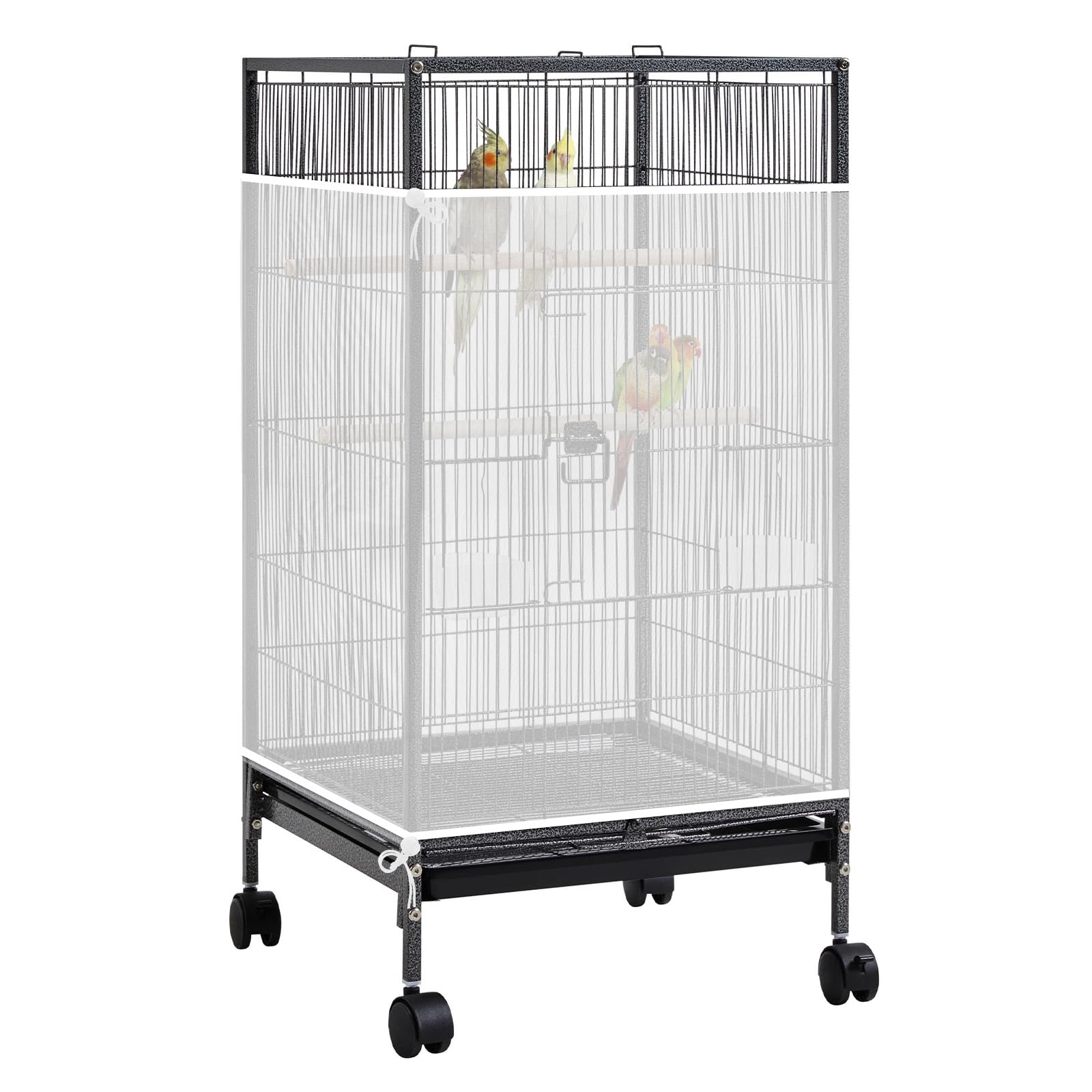 Large Bird Cage Seed Catcher, 31 x 118 inches Adjustable Large Bird Cage Cover Elastic Band Mesh Cages Cover Skirt Nylon Mesh for Parakeet Parrot Cages