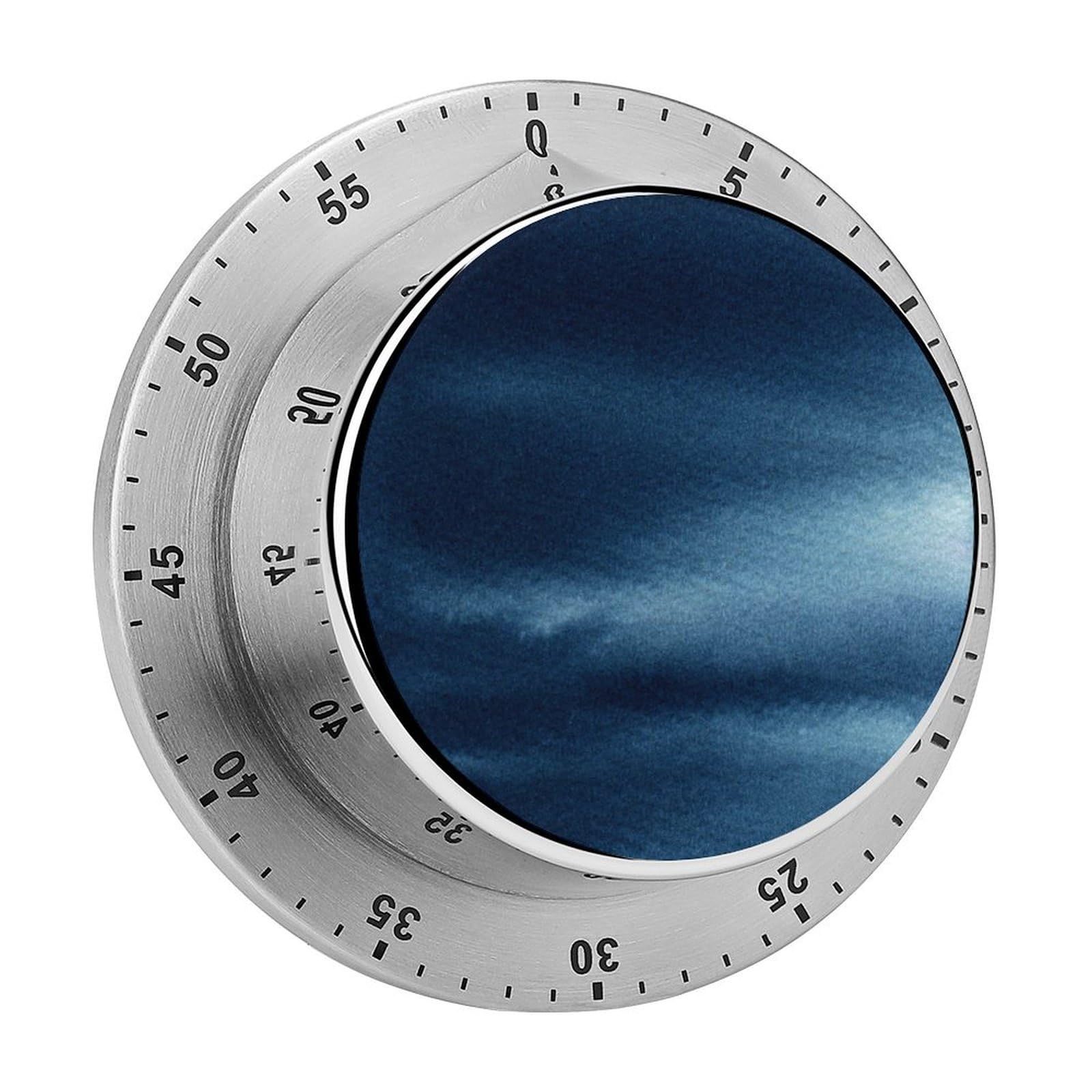 Kitchen Timer Navy Blue Texture Mechanical Magnetic Stainless Steel For Cooking Fitness Baking Learning Kitchen 8cm