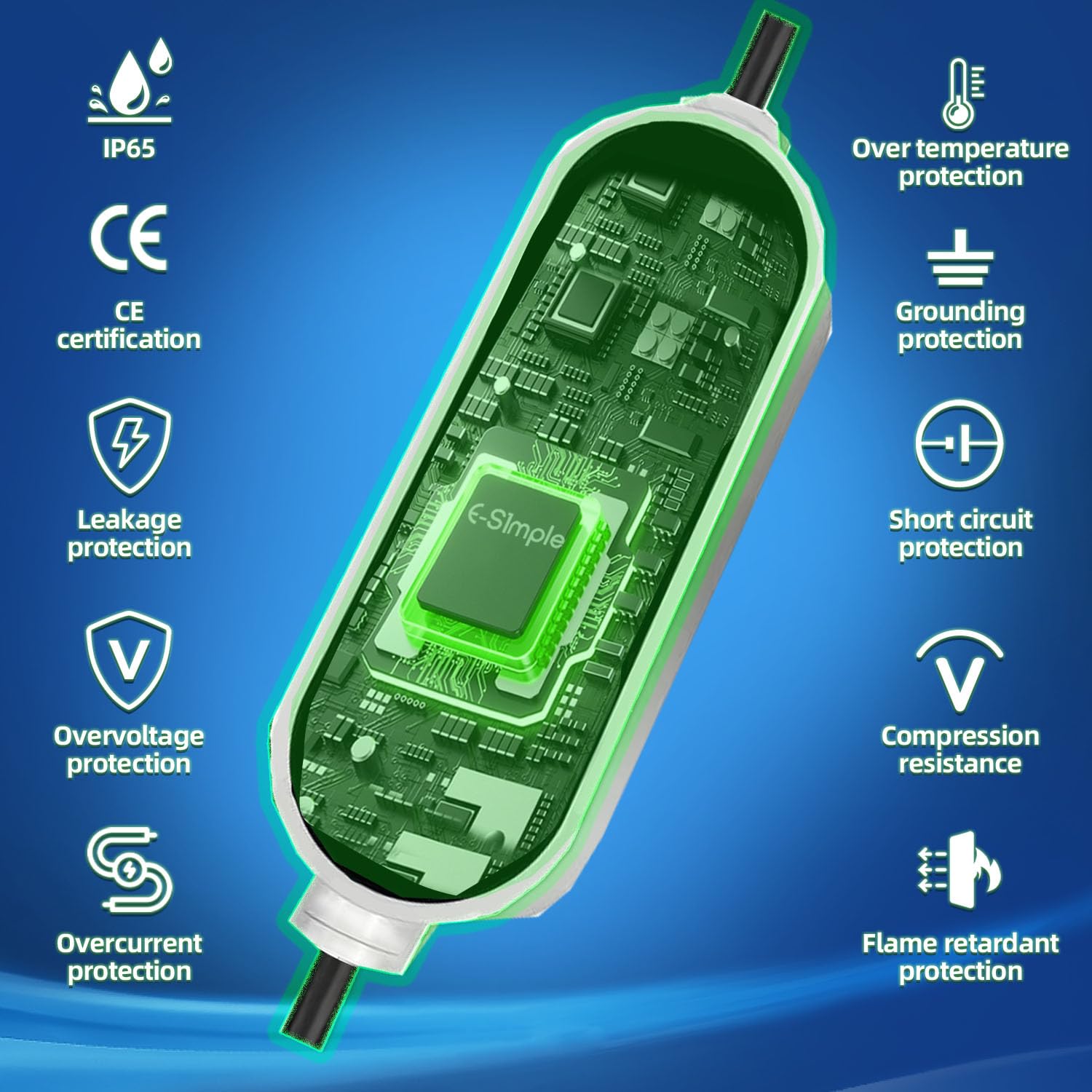 Mobile Wallbox 11kW [7.5m 3-Phasig 8-16A] Ladekabel CEE 16A auf Typ 2 11KW mit Einstellbarer Ladeleistung für Elektroautos