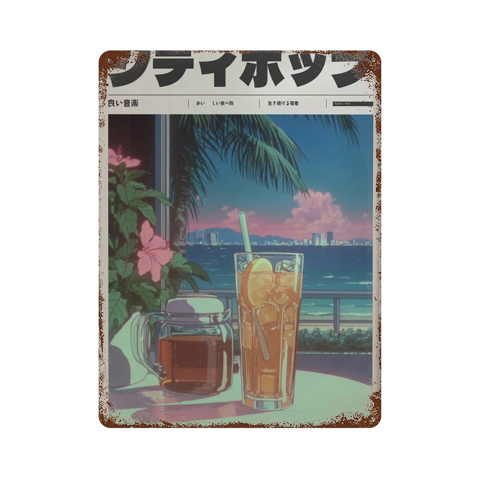 xiaoxiaoshen Tropical Drink By The Beach. Y2k Indie Wall Decor Art Metal Tin Poster Modern Home Decor Art Home Bar Shop Decorations Vintage Sign 40x30cm