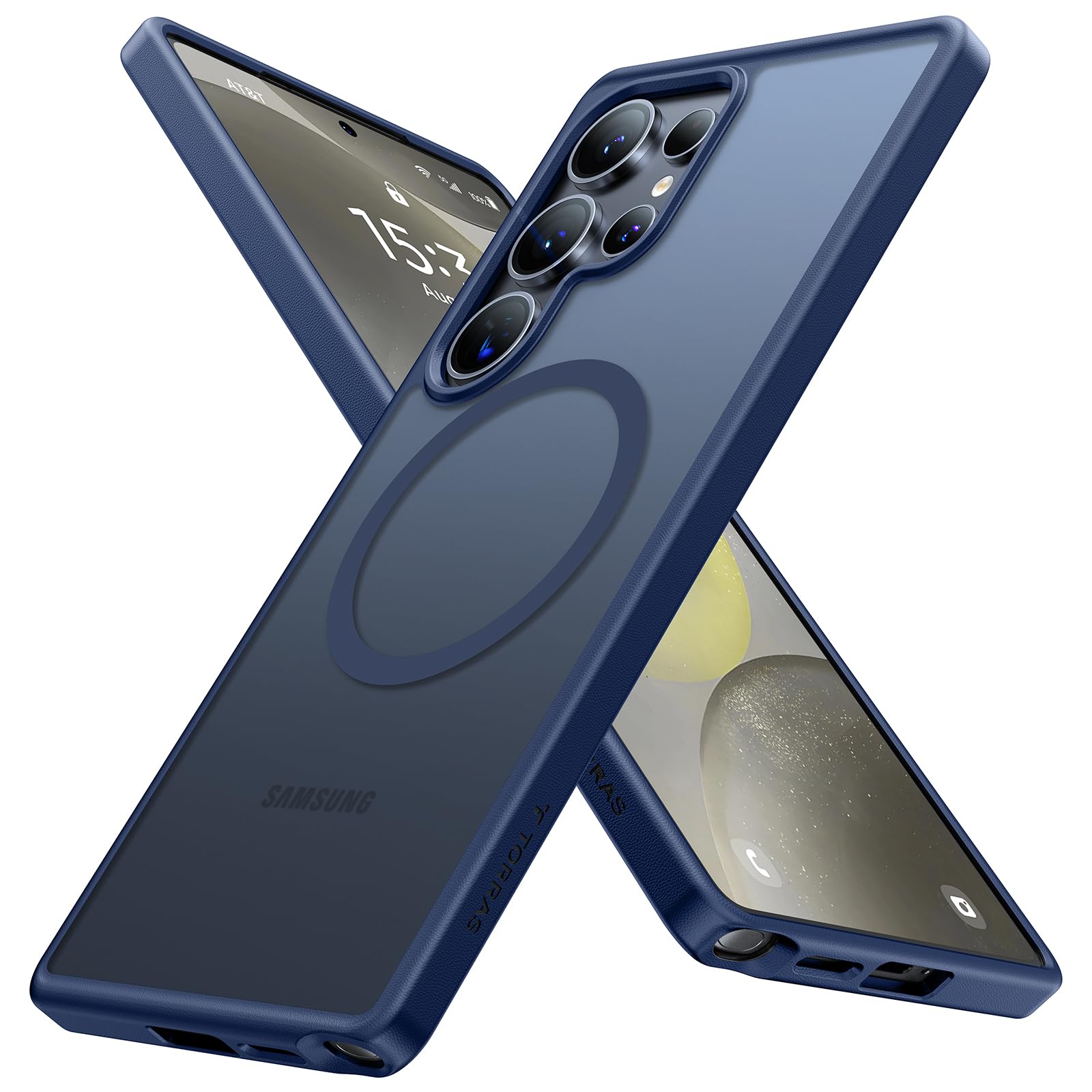 TORRAS für Samsung Galaxy S25 Ultra Hülle für MagSafe Nr.1 Schutzkraft und Magnetkraft Hülle S25 Ultra Case Militärniveau Stoßfest Kratzfest mit Airbags Hardcase Schutzhülle Guardian-Mag Matt Blau