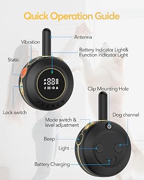 Dog Shock Collar - 3/4 Mile Dog Training Collar with Remote for Large Medium Small Dogs, Rechargeable IPX8 Waterproof E-Collar with 3 Training Modes, LED Light & Security Lock (Black)