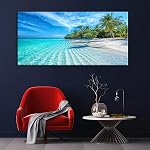 Tropical Ocean Stretched Canvas Wall Art for Living Room Bedroom Home, Island Beach Scenery Picture Print Painting, Beautiful Seascape Decor Artwork Gallery Wrapped Gift, Inner Frame (20x40 Inches)