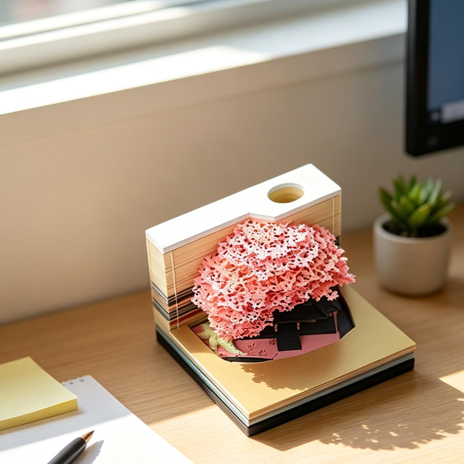 3D Kalender 2027 3D Schreibtisch Zeitmesser Schnitzerei Notiz-Block | Büro Schreibtisch -Kalender Für Bücherregal, Homeoffice, Schule, Studentenwohnheim, Wohnung, Schlafzimmer, Wohnzimmer