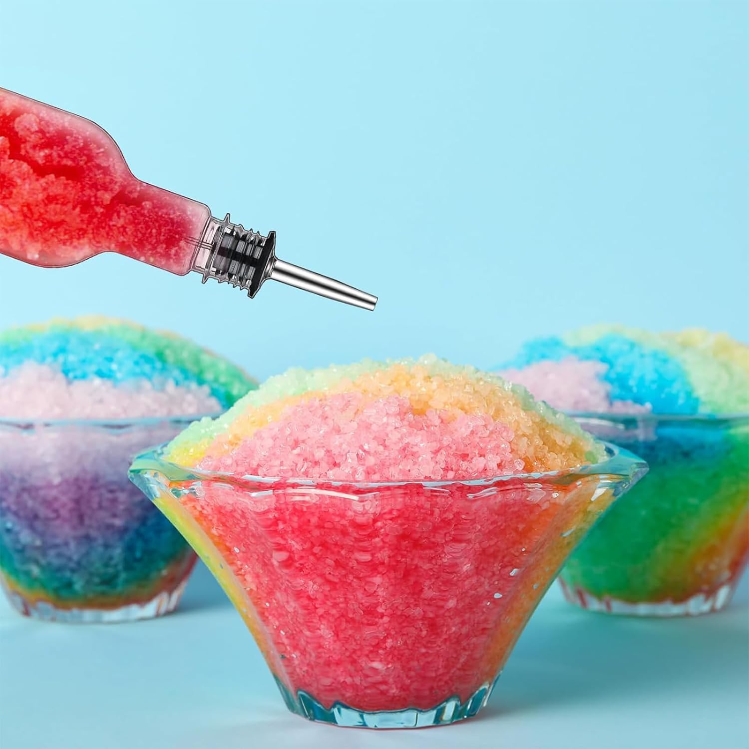 20 Set 15 oz Plastic Long Neck Bottles with Pourer and Caps Empty Clear Juice Liquor Pour Bottles with Stainless Steel Pourer Tapered Spout for Drinks Bar Juice Pour