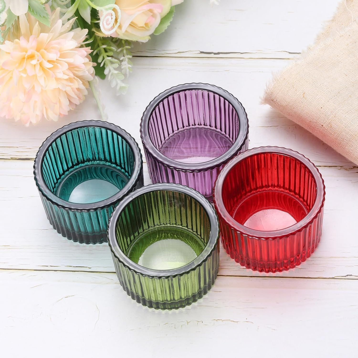 12 PCS Glass Candle Holders Set Bulk for Wedding Party Romantic Dinner Table Centerpieces Home Festival Windowsill Bridal Shower Decor