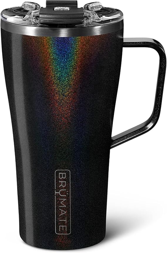 BrüMate Toddy 22oz 100% Leak Proof Insulated Coffee Mug with Handle & Lid - Stainless Steel Coffee Travel Mug - Double Walled Coffee Cup (Glitter Rose Gold)