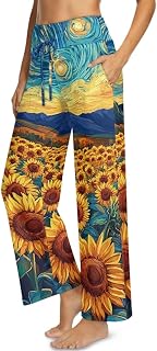 Wide Leg Pants for Women Stretch Active Pants Loose Casual Lounge Yoga Sweatpants Soft Pj Bottoms with Pockets