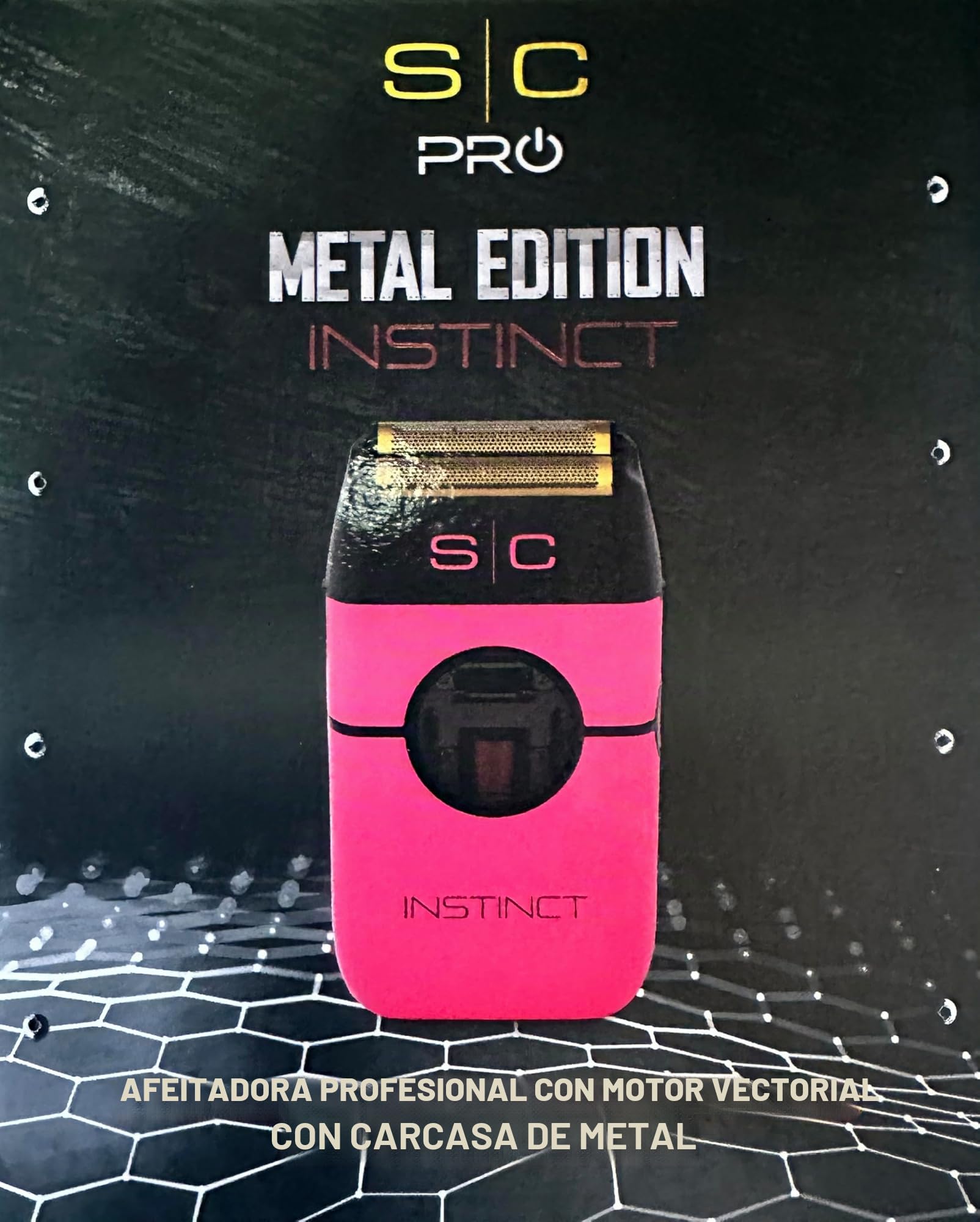 Stylecraft Instinct Afeitadora Eléctrica Profesional para Hombre by Gamma Più, Barba y Pelo, 150 min Autonomía Sin Cable, Maquinilla de Afeitar de Viaje, Cable USB Tipo C, Cuerpo Metálico (Rosa)