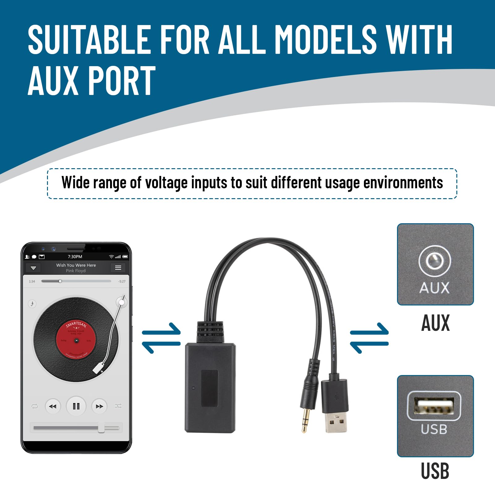 SMCEHEYA Car Receiver Bluetooth Aux Adapter 3.5MM/0.14IN Car Bluetooth Receiver for Speeding Highly Transmissing Without Distortion Aux Wireless Adapter for BMW 1/3/5/6/7 Series HIFI Sound Suality - Image 3